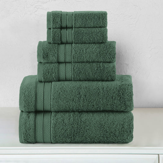 Elegant Comfort 6-Piece Turkish Cotton Three Line Popcorn Towel Set, 2 Washcloths, 2 Hand Towels and 2 Bath Towels