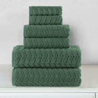6-Piece Turkish Cotton Braided Towel Set, 2 Washcloths, 2 Hand Towels and 2 Bath Towels