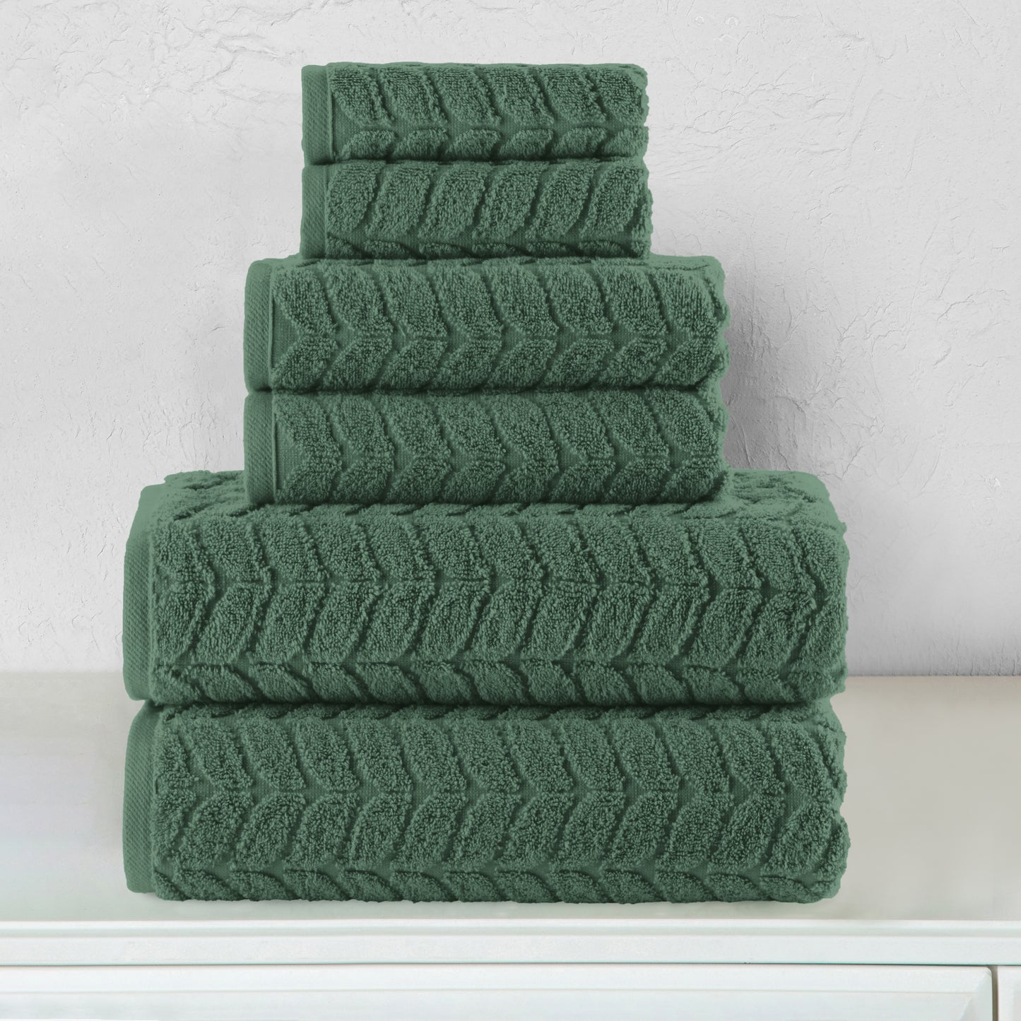 Elegant Comfort 6-Piece Turkish Cotton Braided Towel Set, 2 Washcloths, 2 Hand Towels and 2 Bath Towels