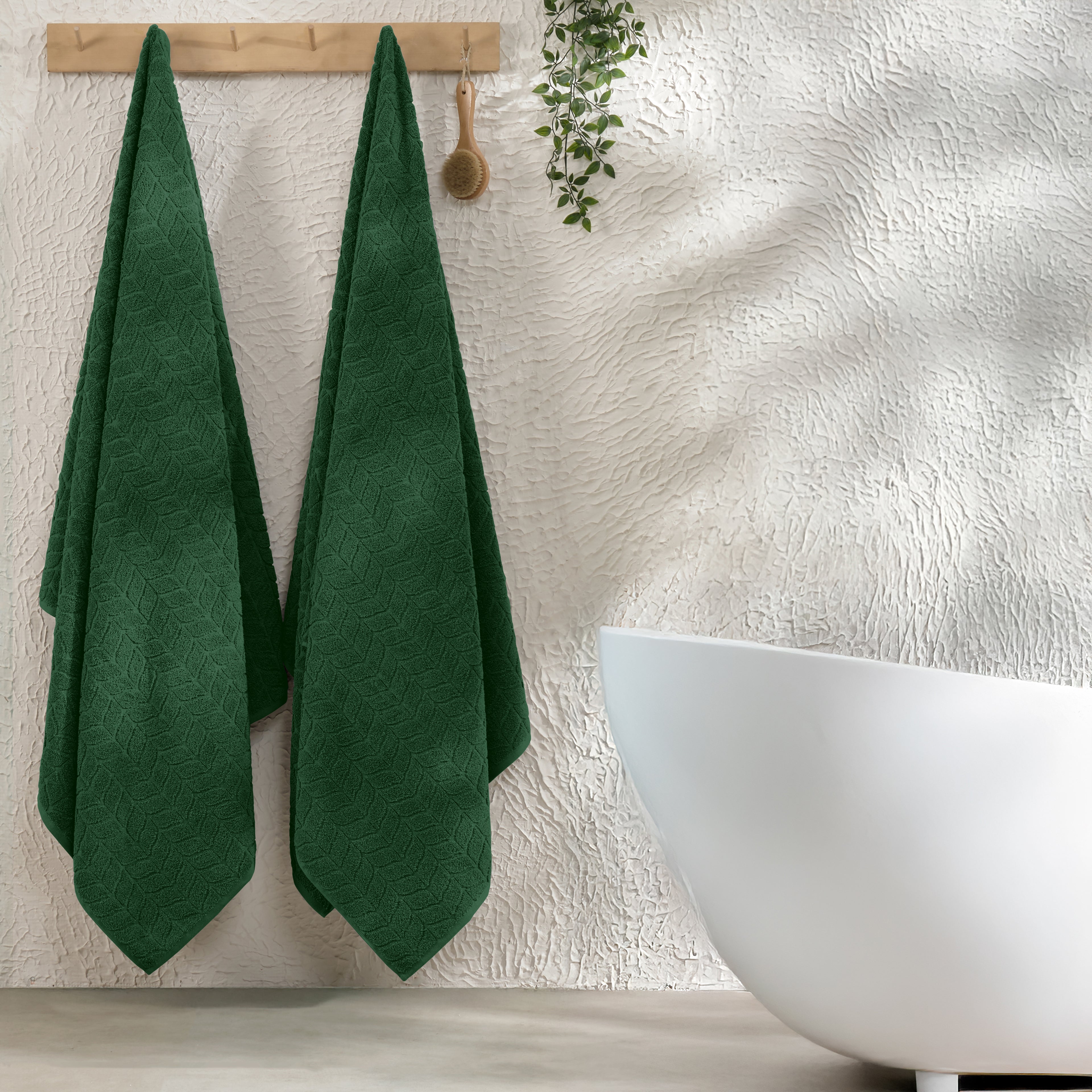2-Pack Premium Turkish Cotton Braided Bath Towel Set, 27 x 54 inch