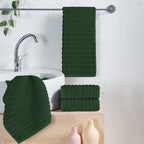 4-Pack Premium Turkish Cotton Corduroy Stripe Hand Towel Set, 16 x 28 inch
