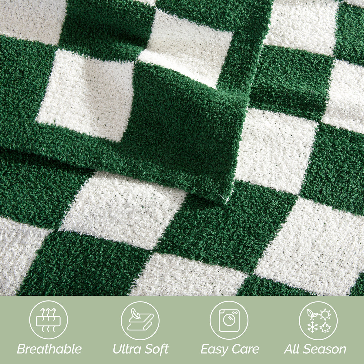 50" x 70"  Ultra Soft Checkered Knitted Throw Blanket