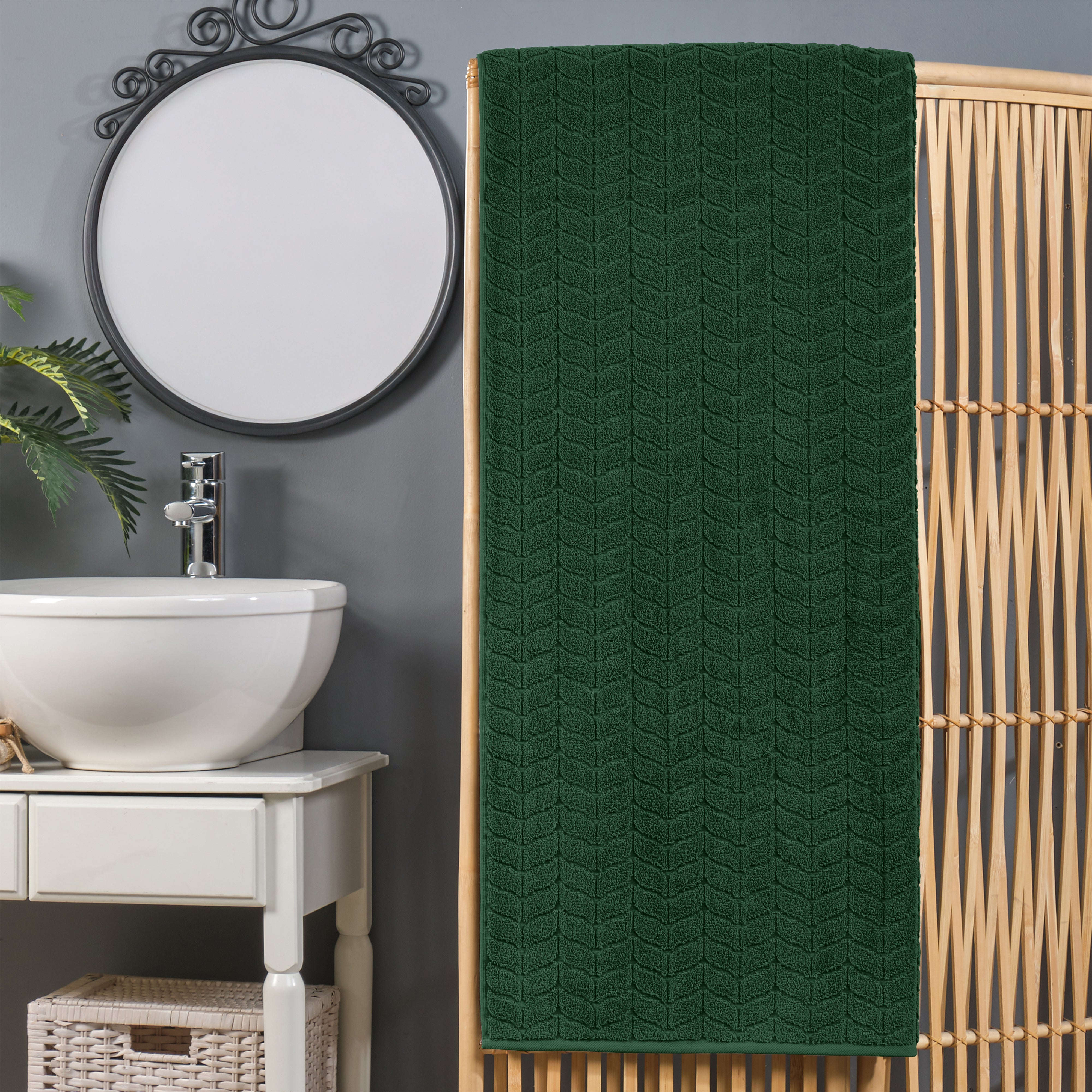 Elegant Comfort Premium Turkish Cotton Braided Oversized Bath Sheet Towel - Thumbnail 2