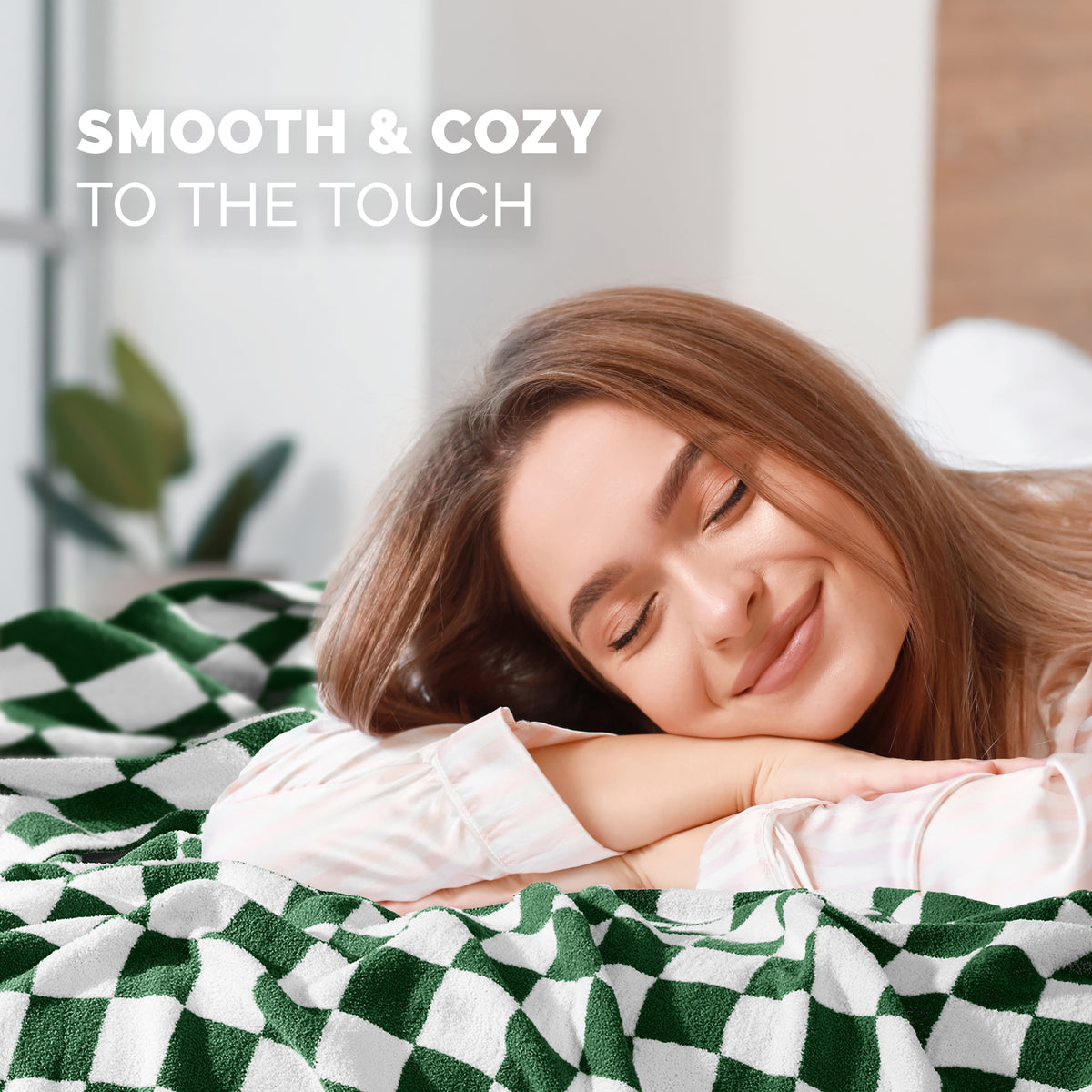 50" x 70"  Ultra Soft Checkered Knitted Throw Blanket