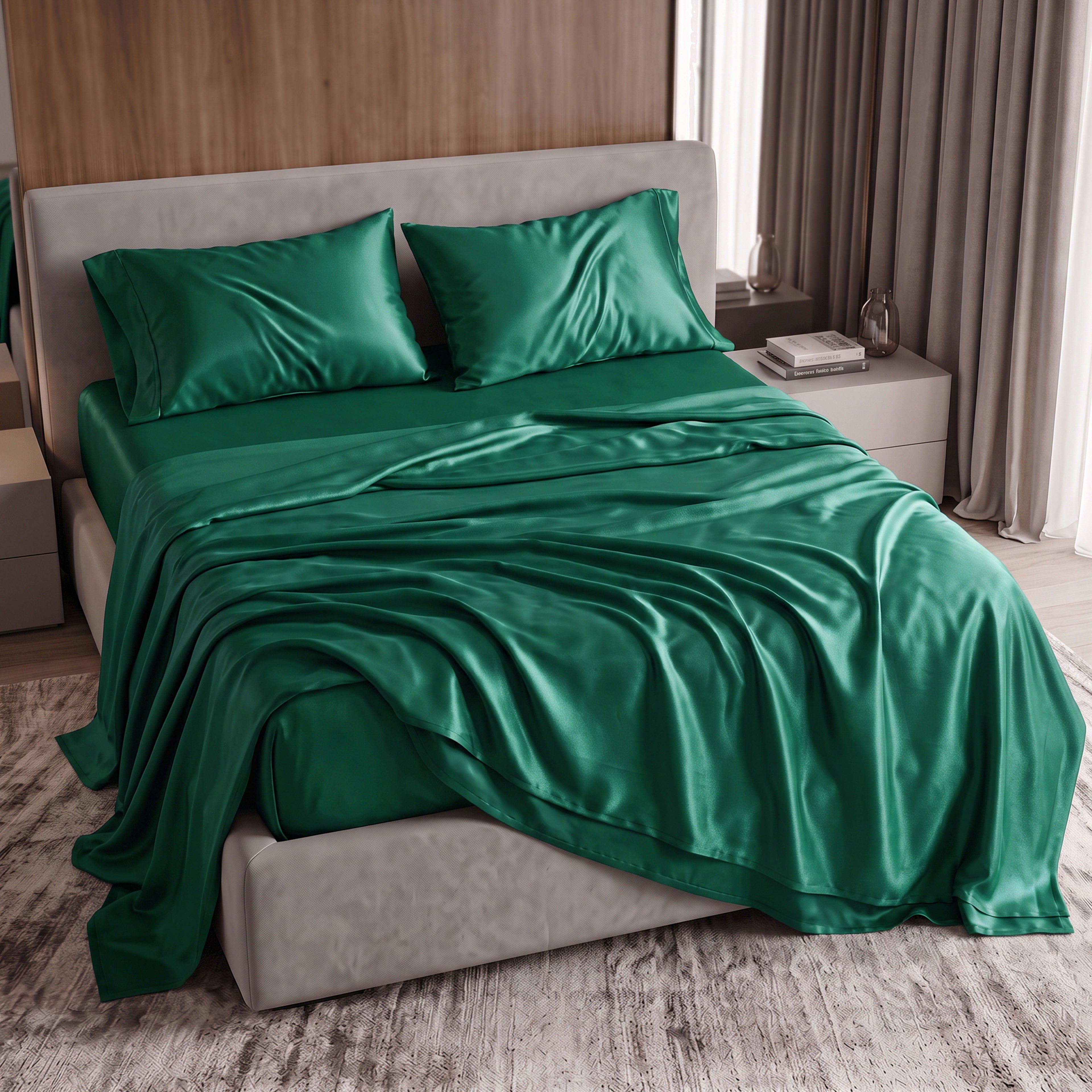 Fine 4-Piece Silky Satin Sheet Set, Moody Shades