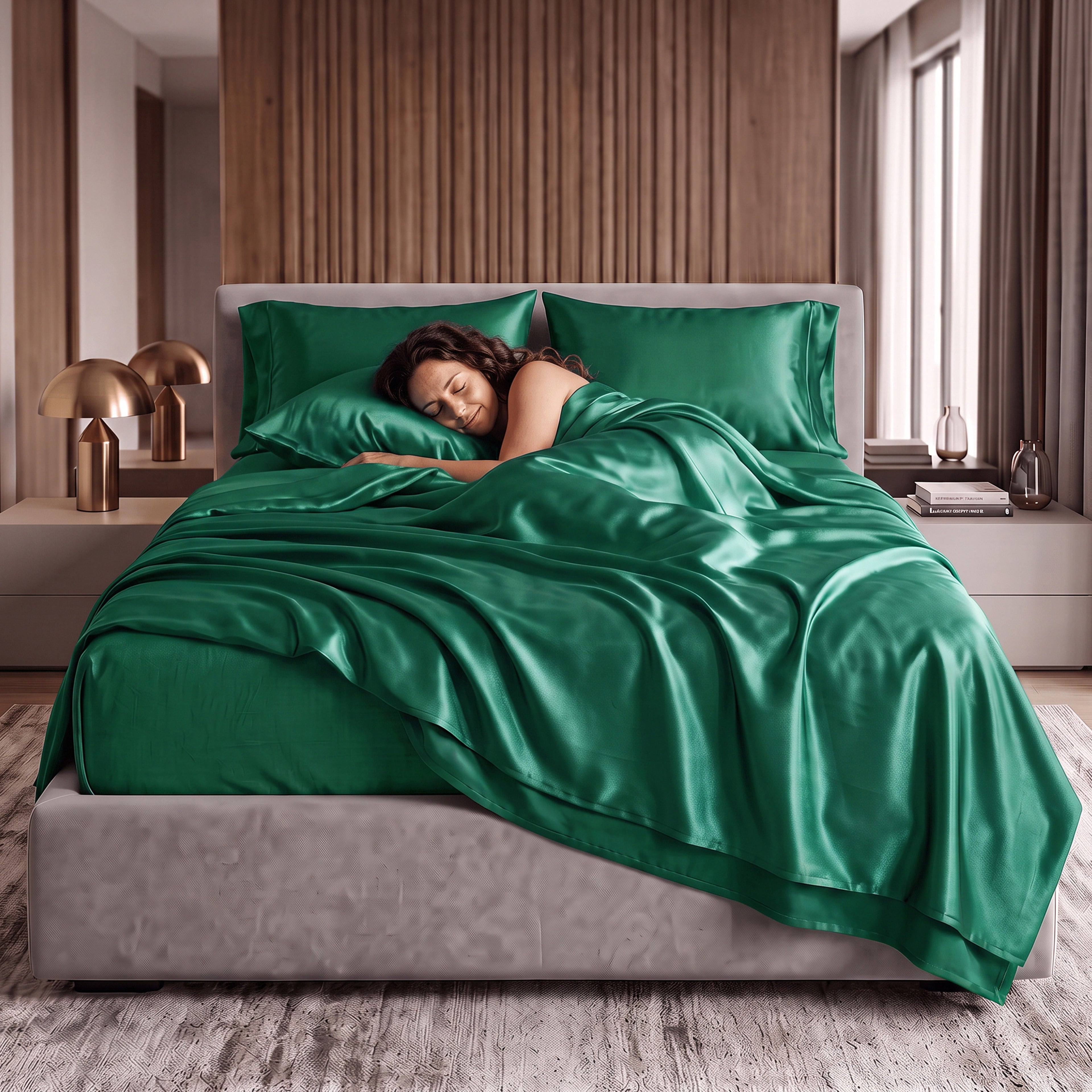 Fine 4-Piece Silky Satin Sheet Set, Moody Shades