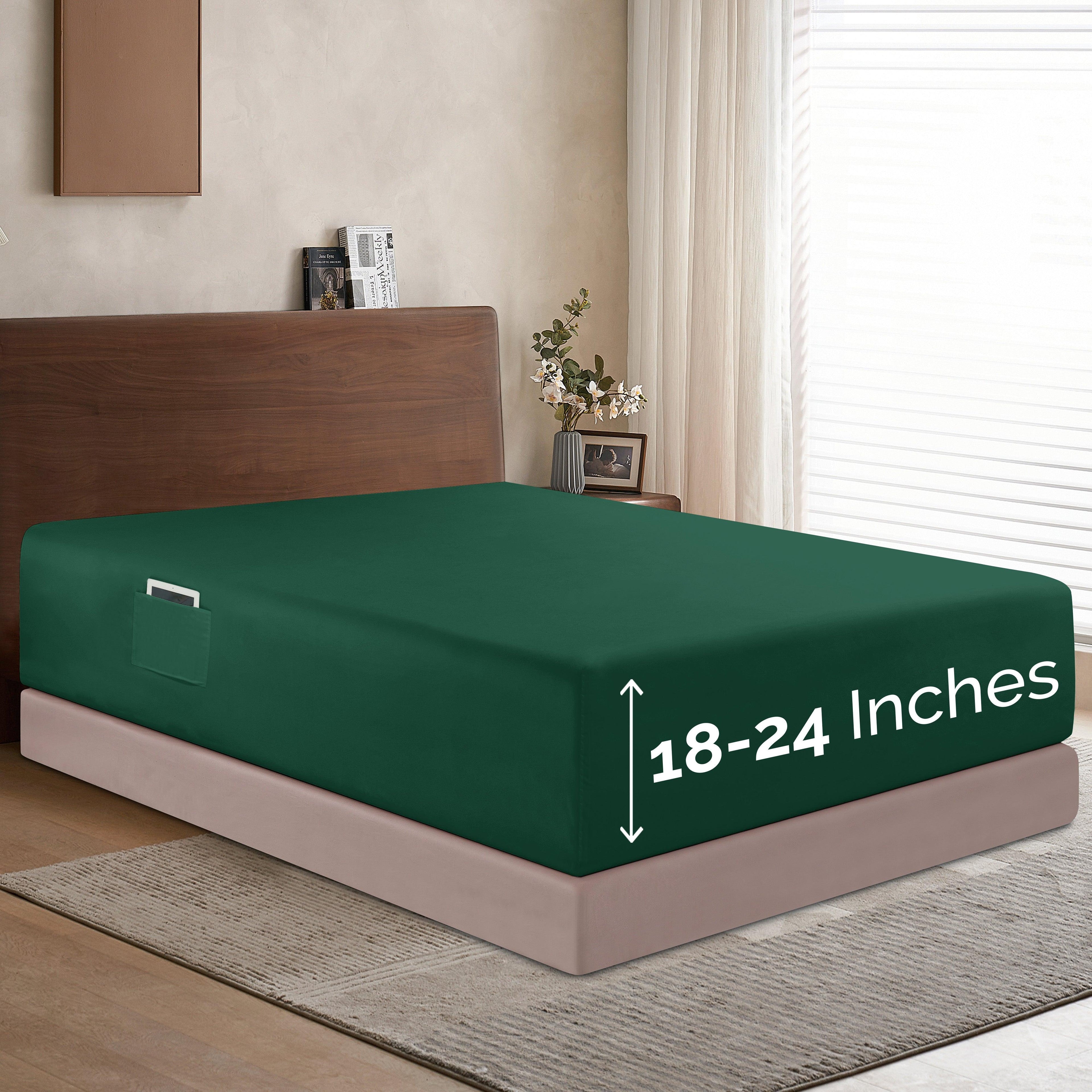 Extra Deep Pocket 18"-24" Single Fitted Sheet for High Mattress, Moody Shades