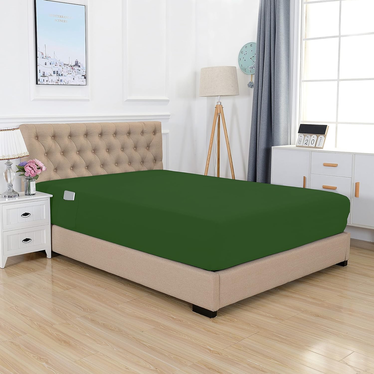 Extra Deep 18"-21" Single Fitted Sheet for High Mattress - All Around Elastic with Straps