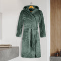 Men Hooded Velvet Fleece Long Bathrobe