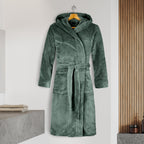Men Hooded Velvet Fleece Long Bathrobe