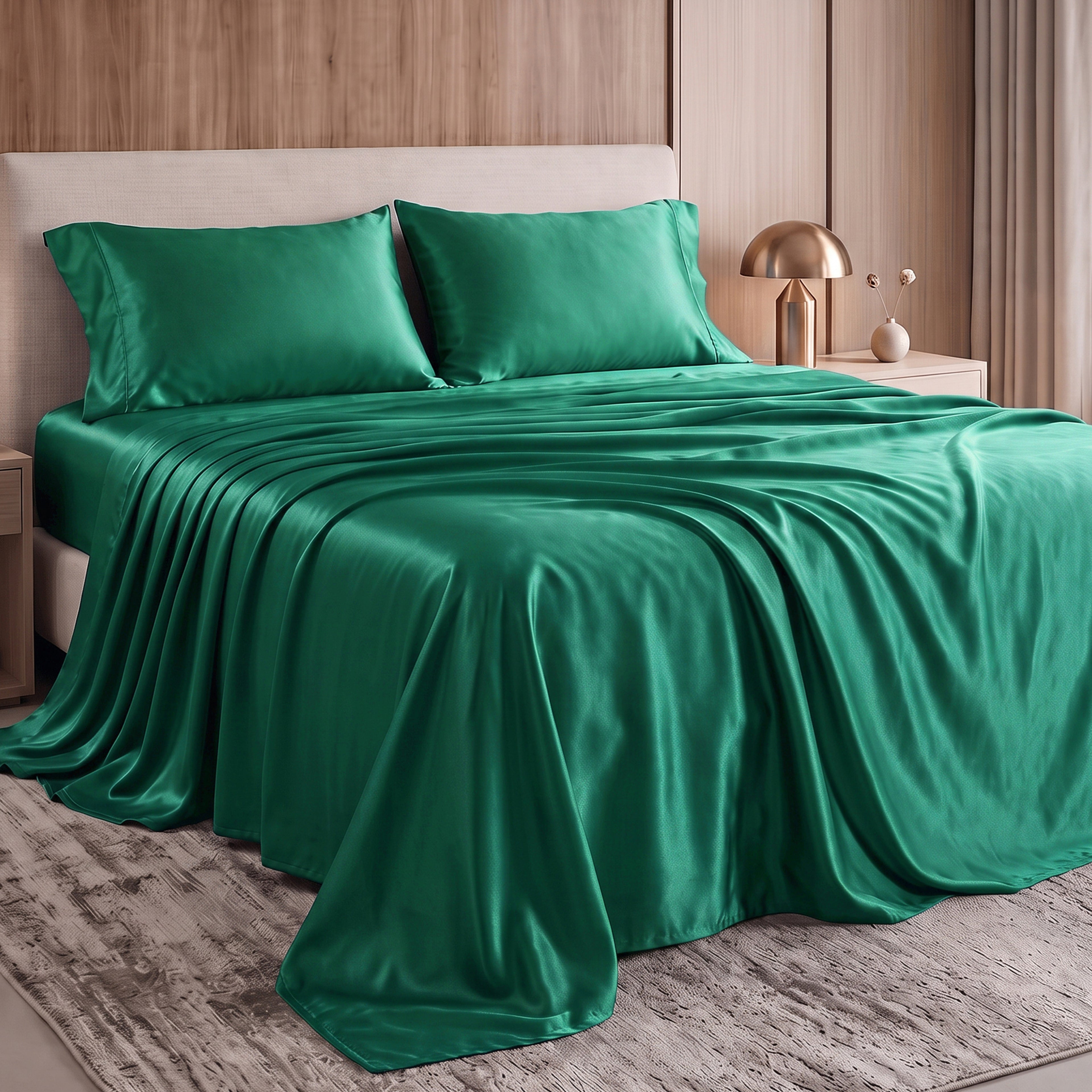 Fine 4-Piece Silky Satin Sheet Set, Moody Shades