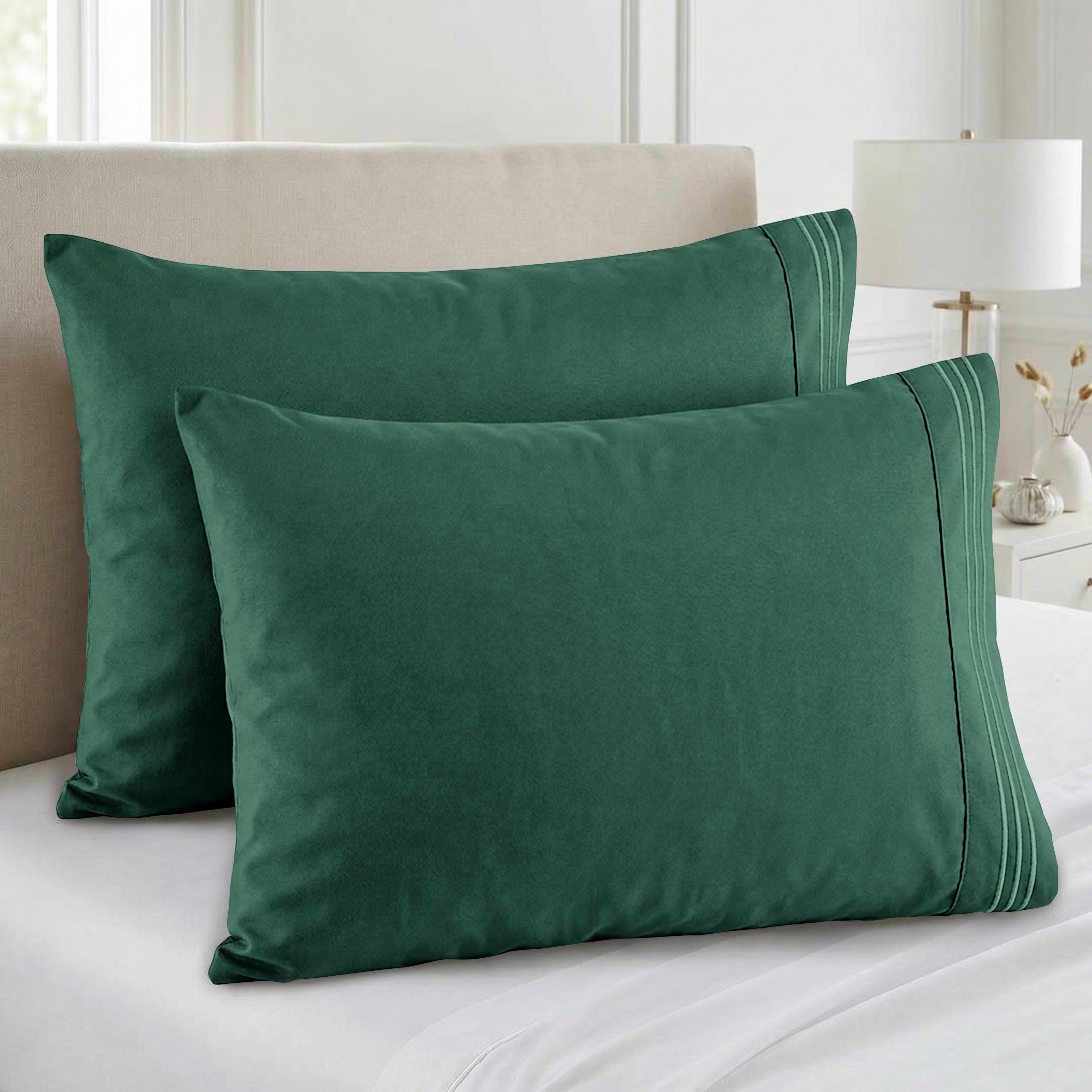Set of 2 Pillowcases- 3 Line Embroidery