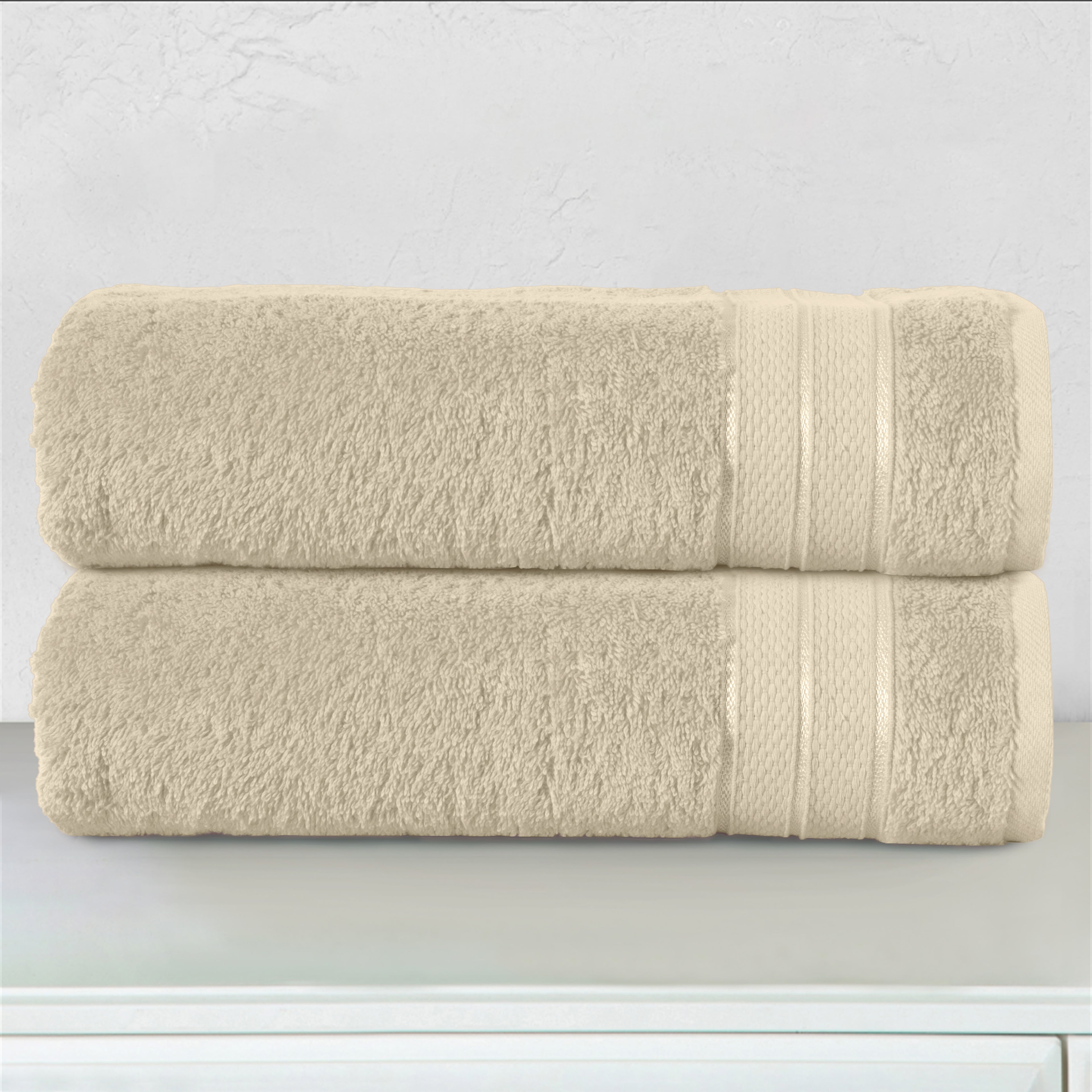 2-Pack Turkish Cotton Three Line Popcorn Bath Towel Set, 27 x 54 inch