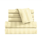 6-Piece Dobby Stripe Printed Bed Sheet Set- Soft as a Hotel Premium Quality