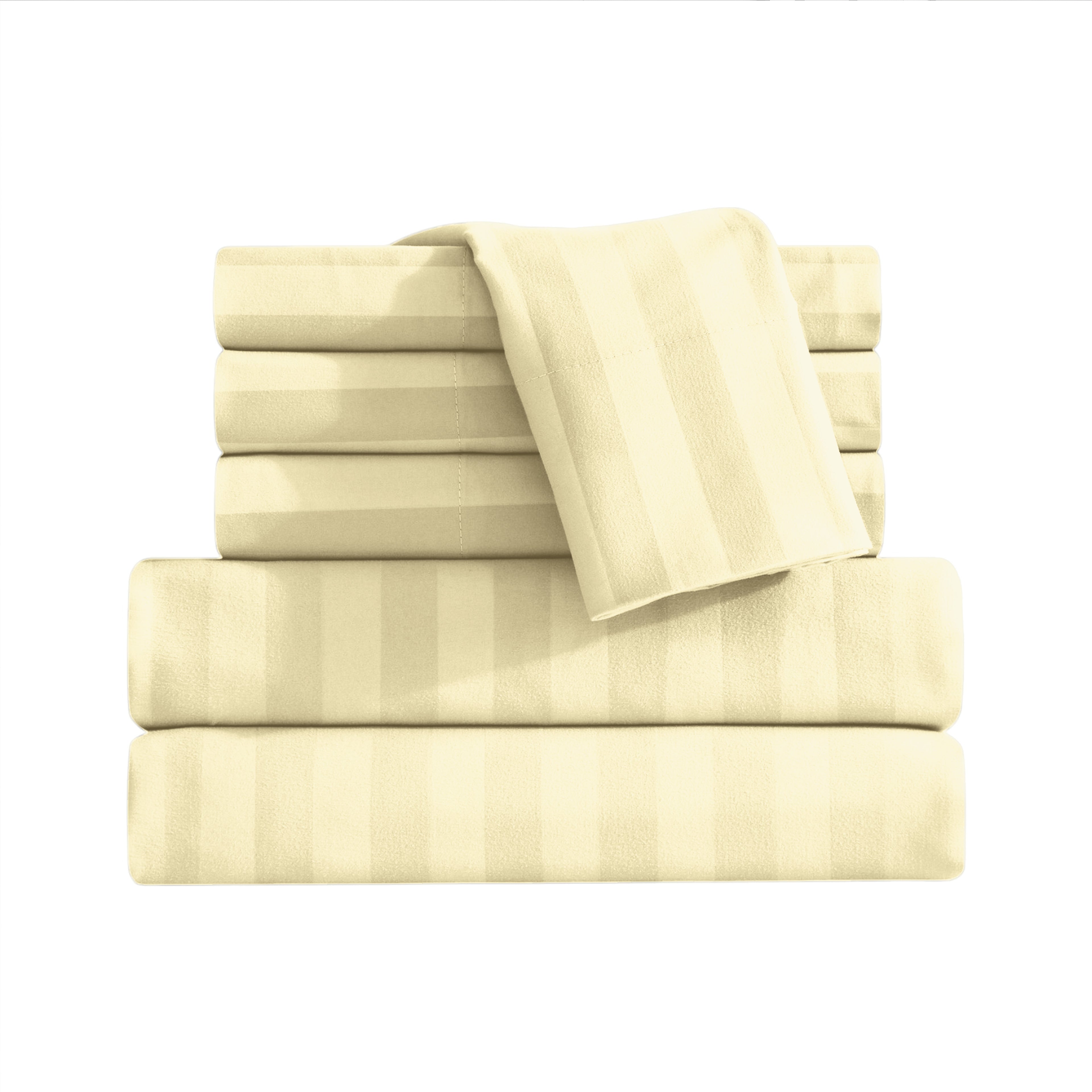 6-Piece Dobby Stripe Printed Bed Sheet Set- Soft as a Hotel Premium Quality