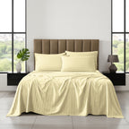 6-Piece Dobby Stripe Printed Bed Sheet Set- Soft as a Hotel Premium Quality