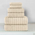 6-Piece Turkish Cotton Corduroy Towel Set, 2 Washcloths, 2 Hand Towels and 2 Bath Towels