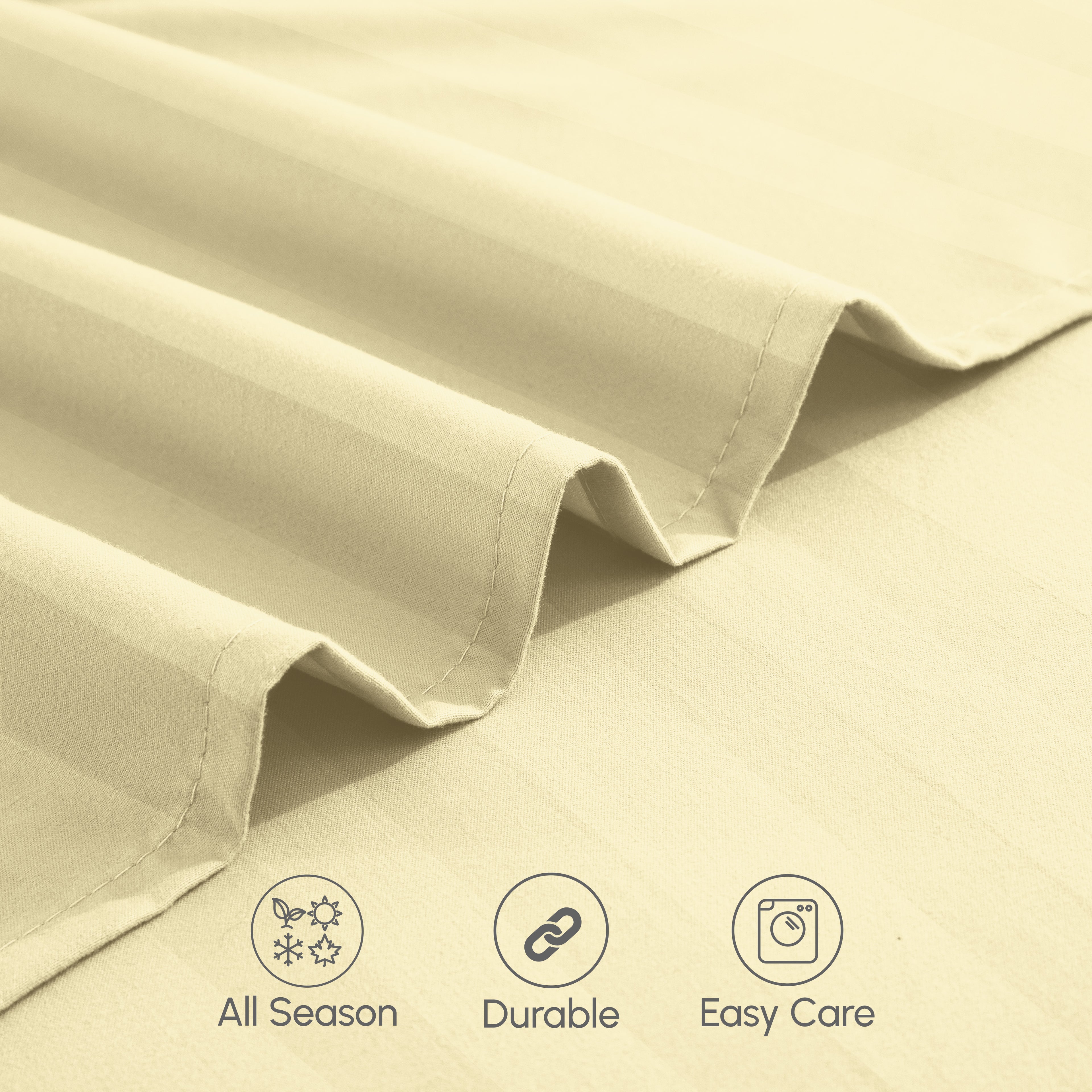 6-Piece Dobby Stripe Printed Bed Sheet Set- Soft as a Hotel Premium Quality