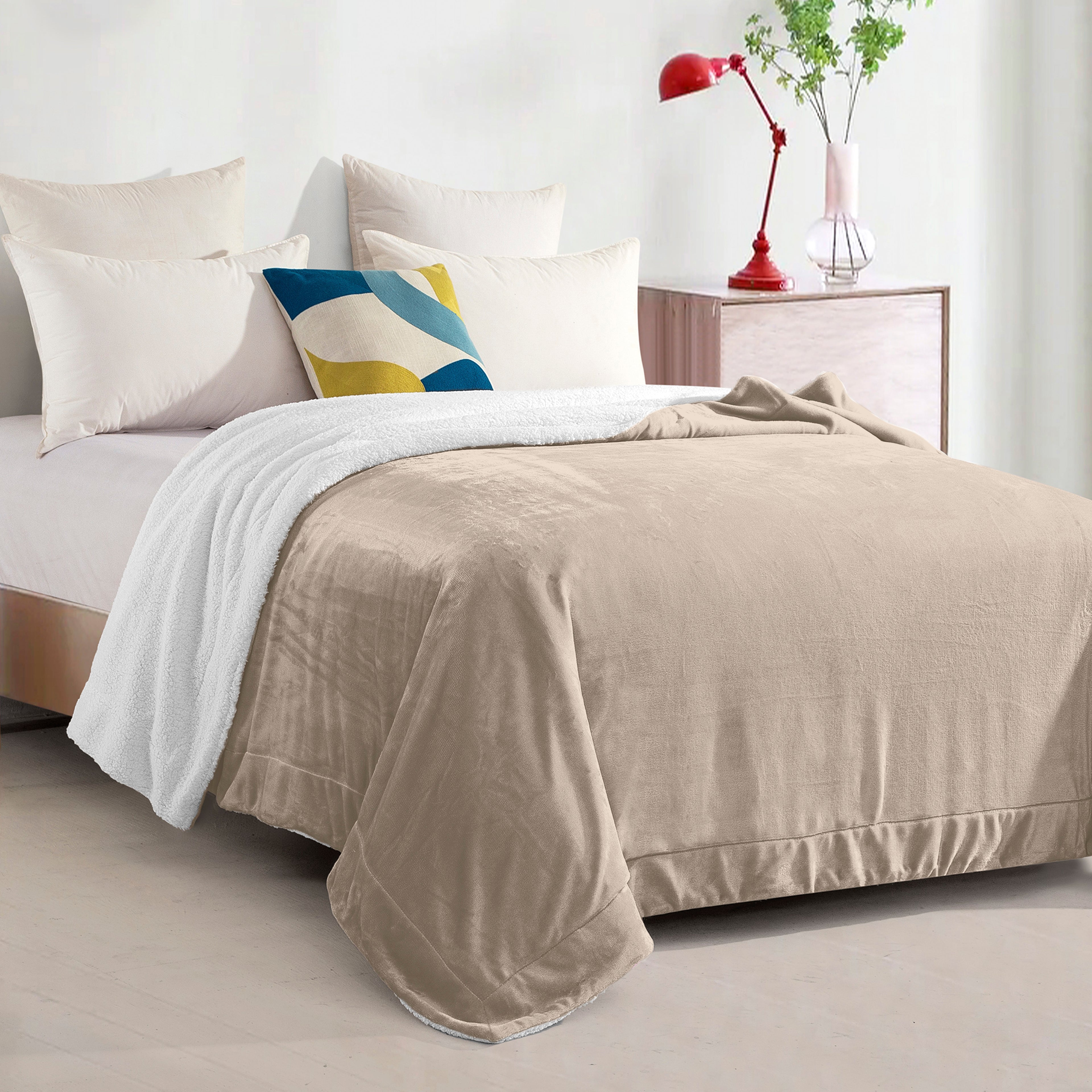 Reversible Sherpa Throw Blanket - Sherpa Back Throw Blanket