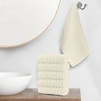 6-Pack Premium Turkish Cotton Corduroy Stripe Washcloths Set, 13 x 13 inch