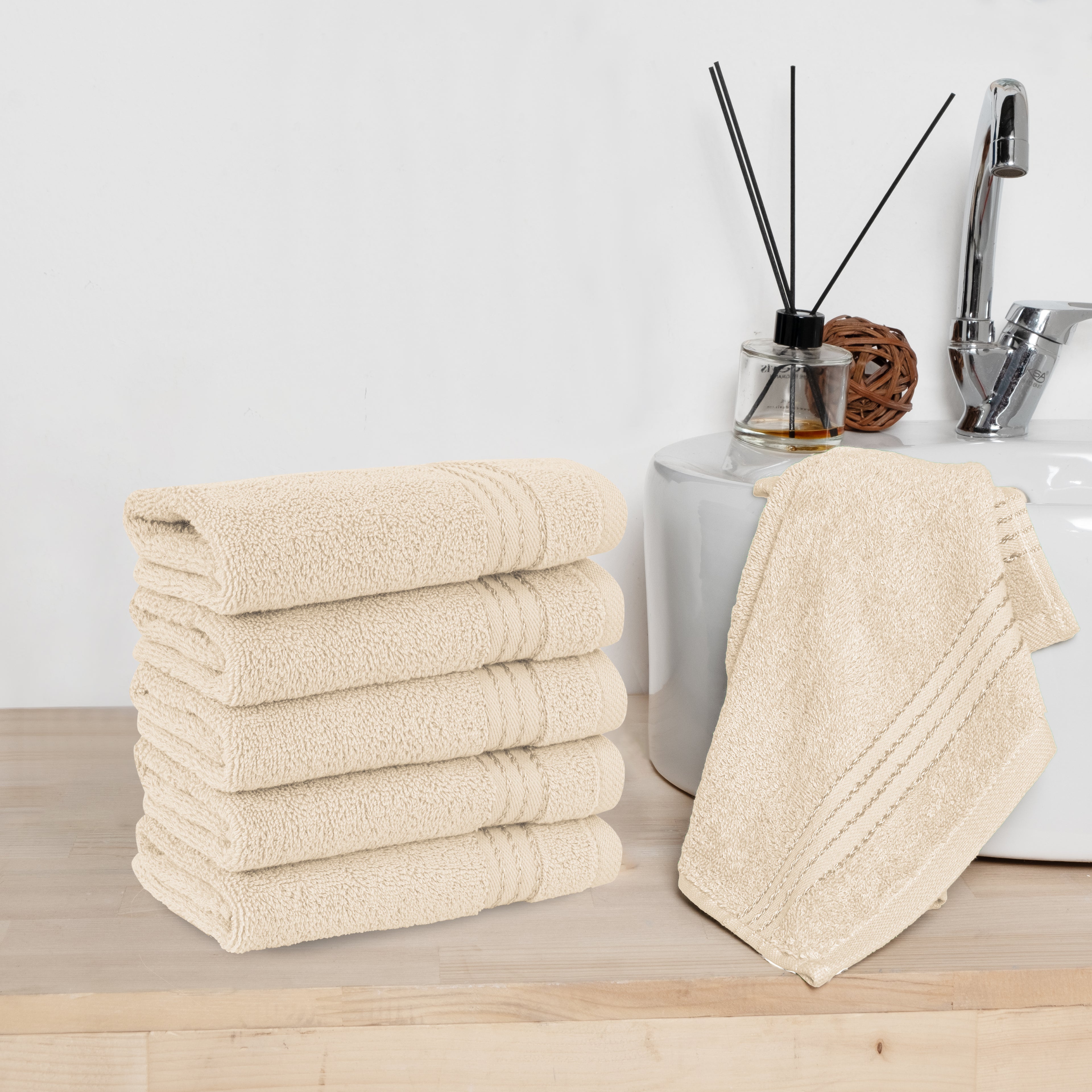 6-Pack Premium Turkish Cotton Washcloths Set, 13 x 13 inch