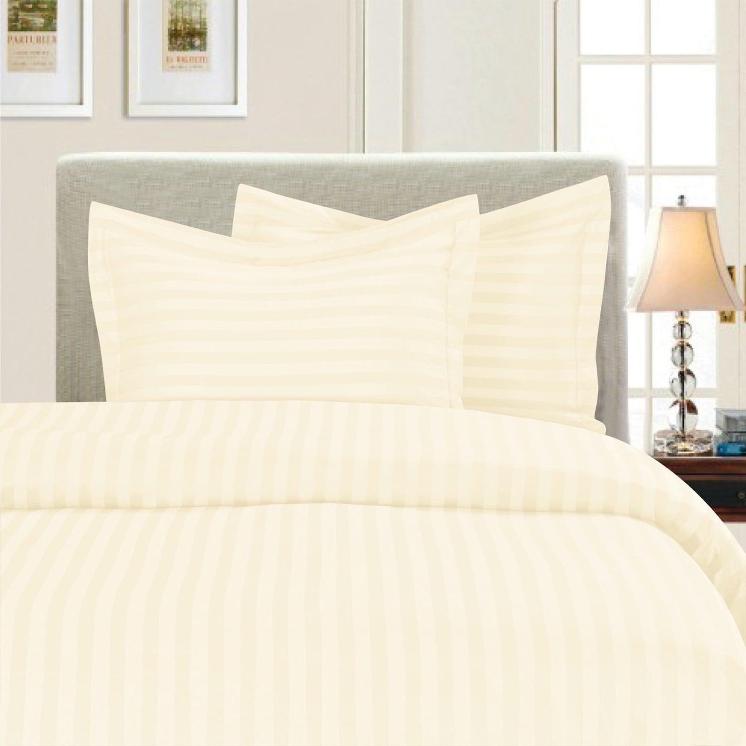 3-Piece Stripe Duvet Cover Set - Dobby Stripe Printed Pattern