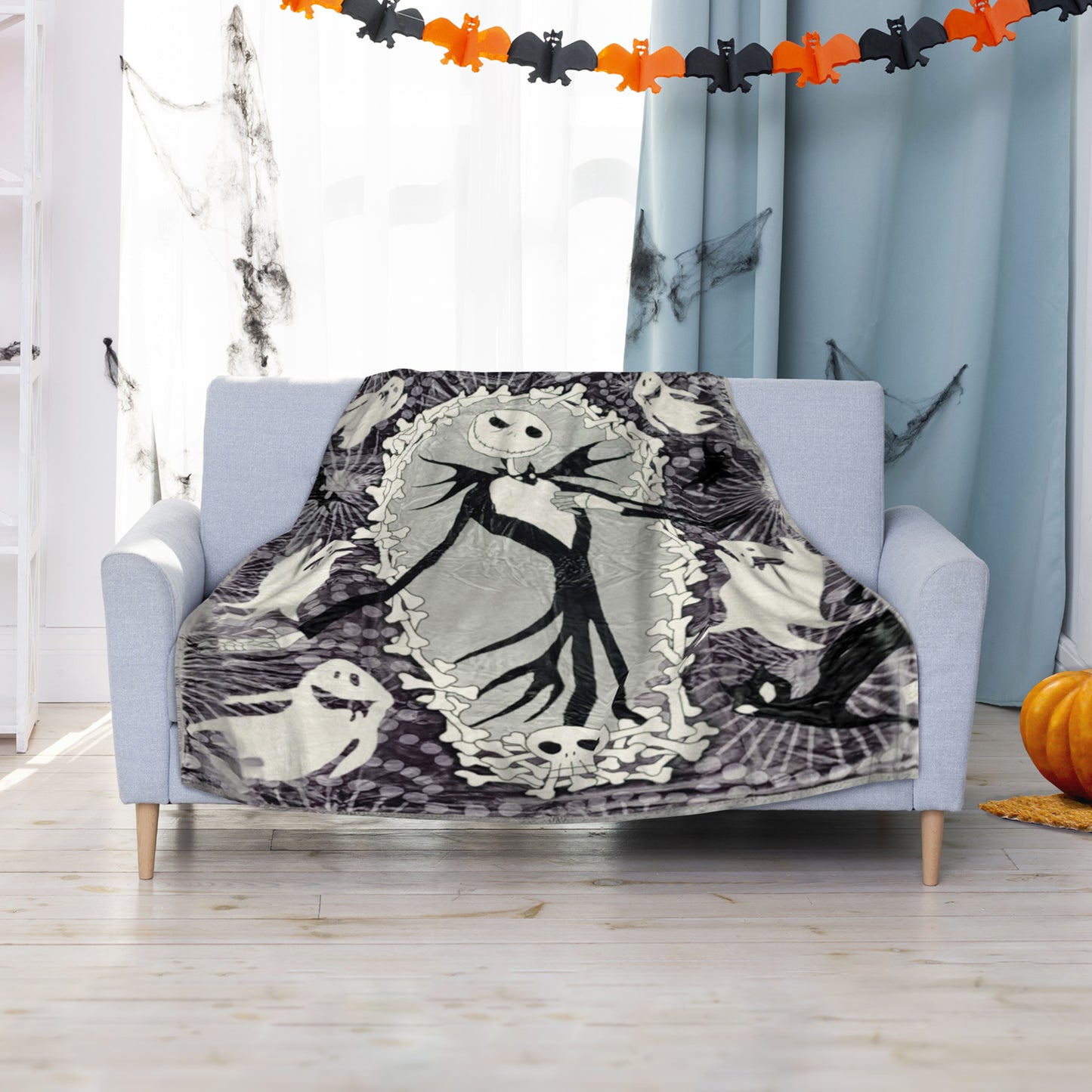 Elegant Comfort Nightmare Before Christmas Printed Reversible Blanket Oversized Couch -  Queen Blanket