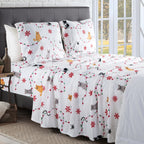 4-Piece Holiday Christmas Velvet Plush Flannel Sheet Set
