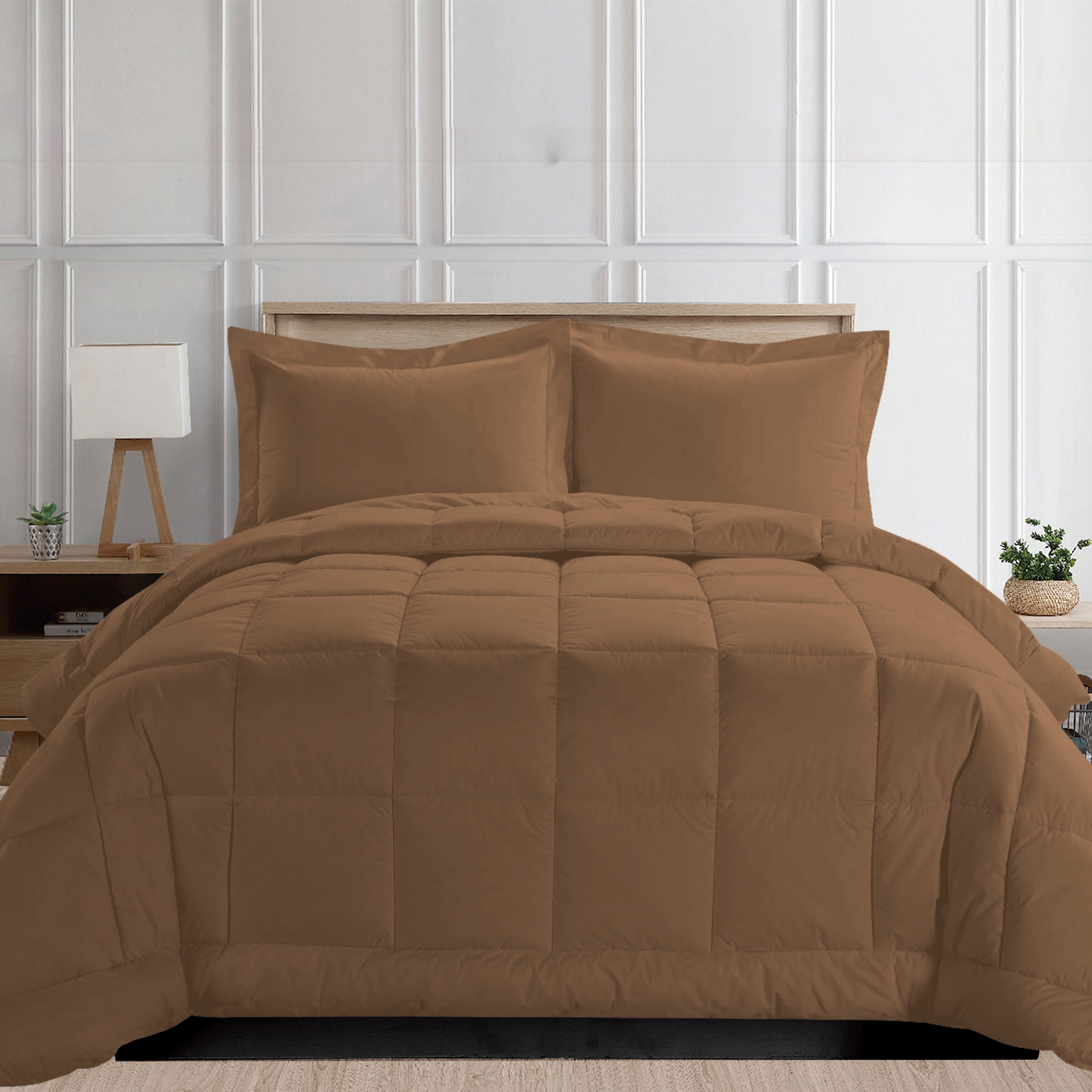 3-Piece Box Stitched Comforter & Shams - Duvet Insert with 4 Corner Tabs