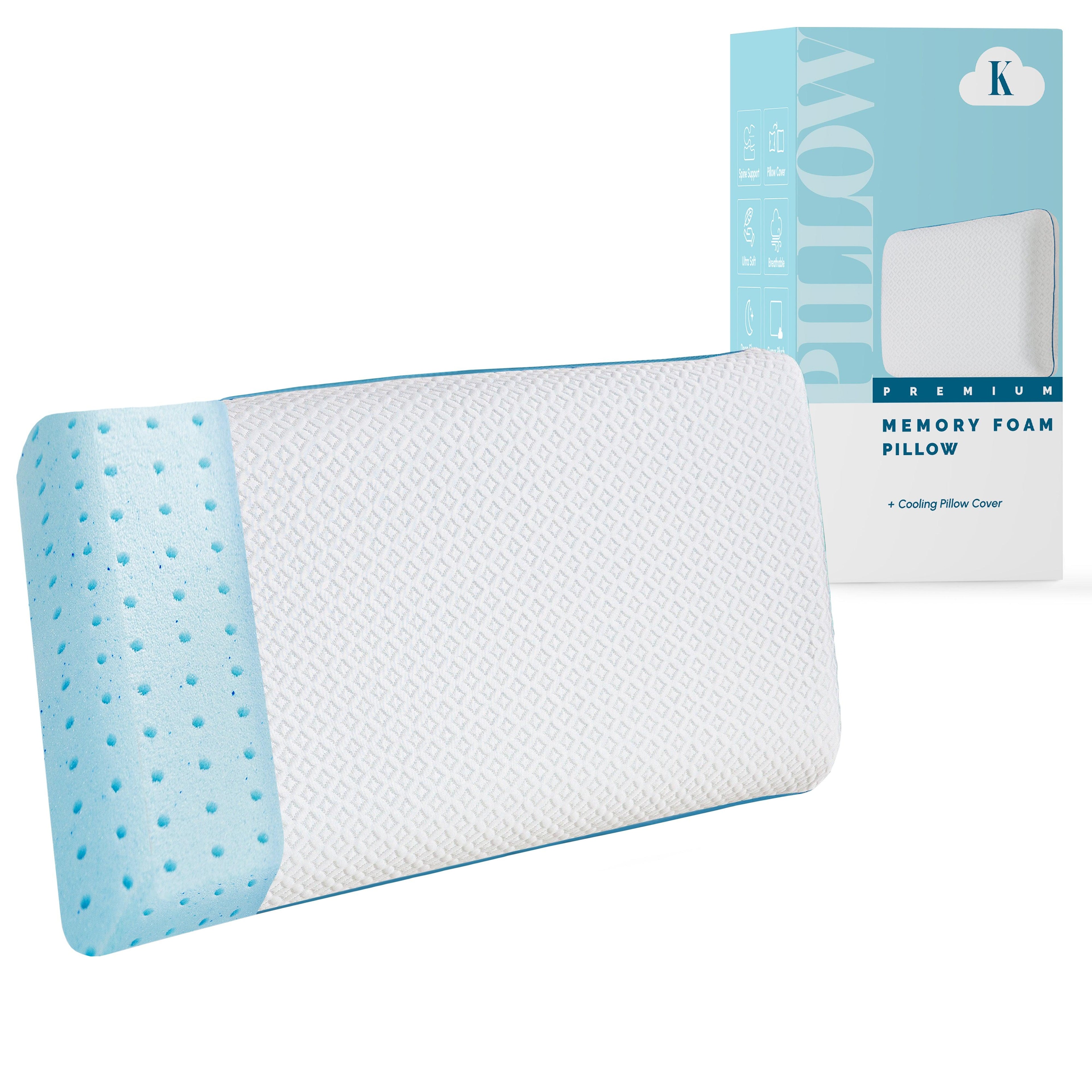 Cooling Memory Foam Pillow, Gel-Infused Filling