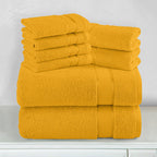 8-Piece Turkish Cotton Towel Set, 4 Washcloths, 2 Hand Towels and 2 Bath Towels