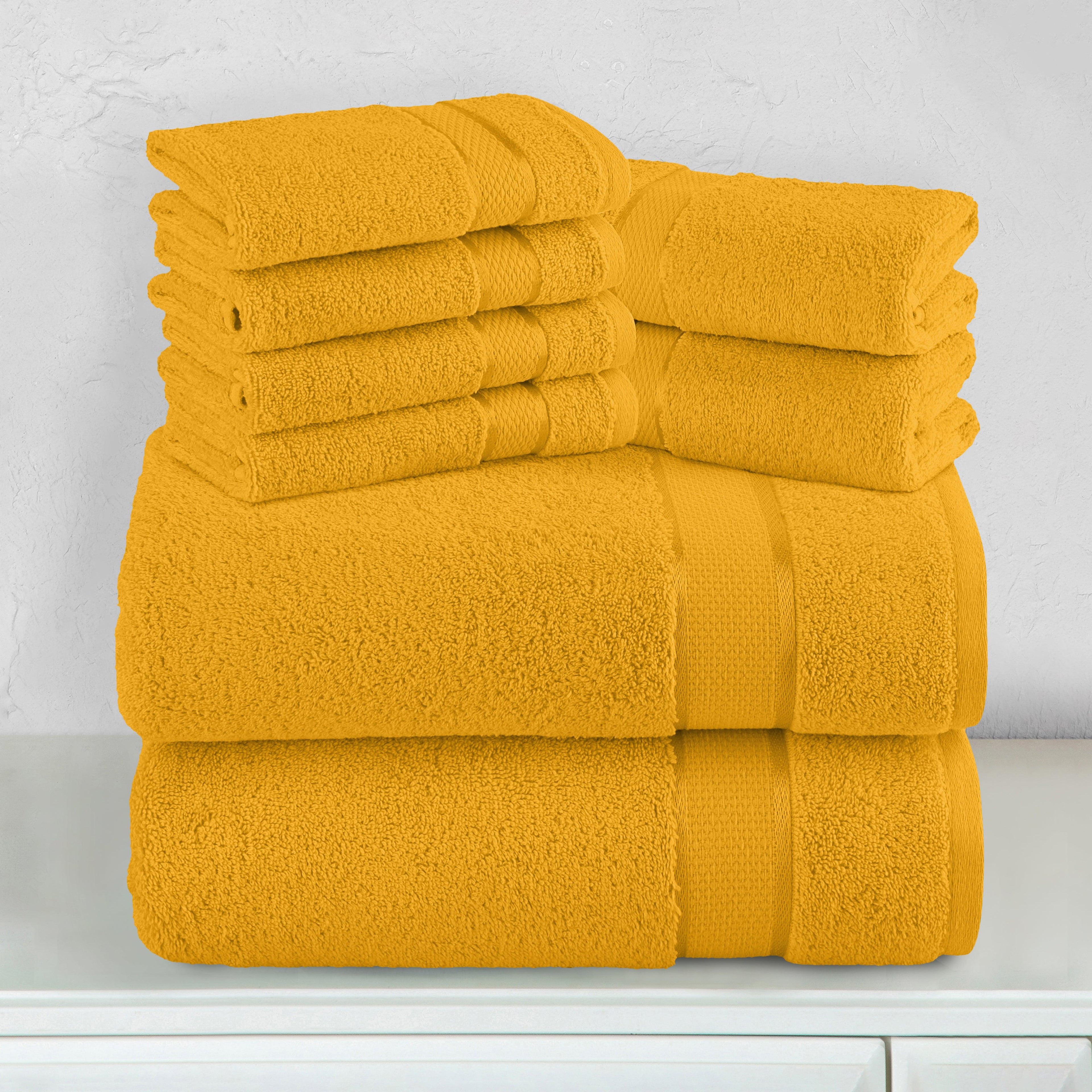 8-Piece Turkish Cotton Towel Set, 4 Washcloths, 2 Hand Towels and 2 Bath Towels