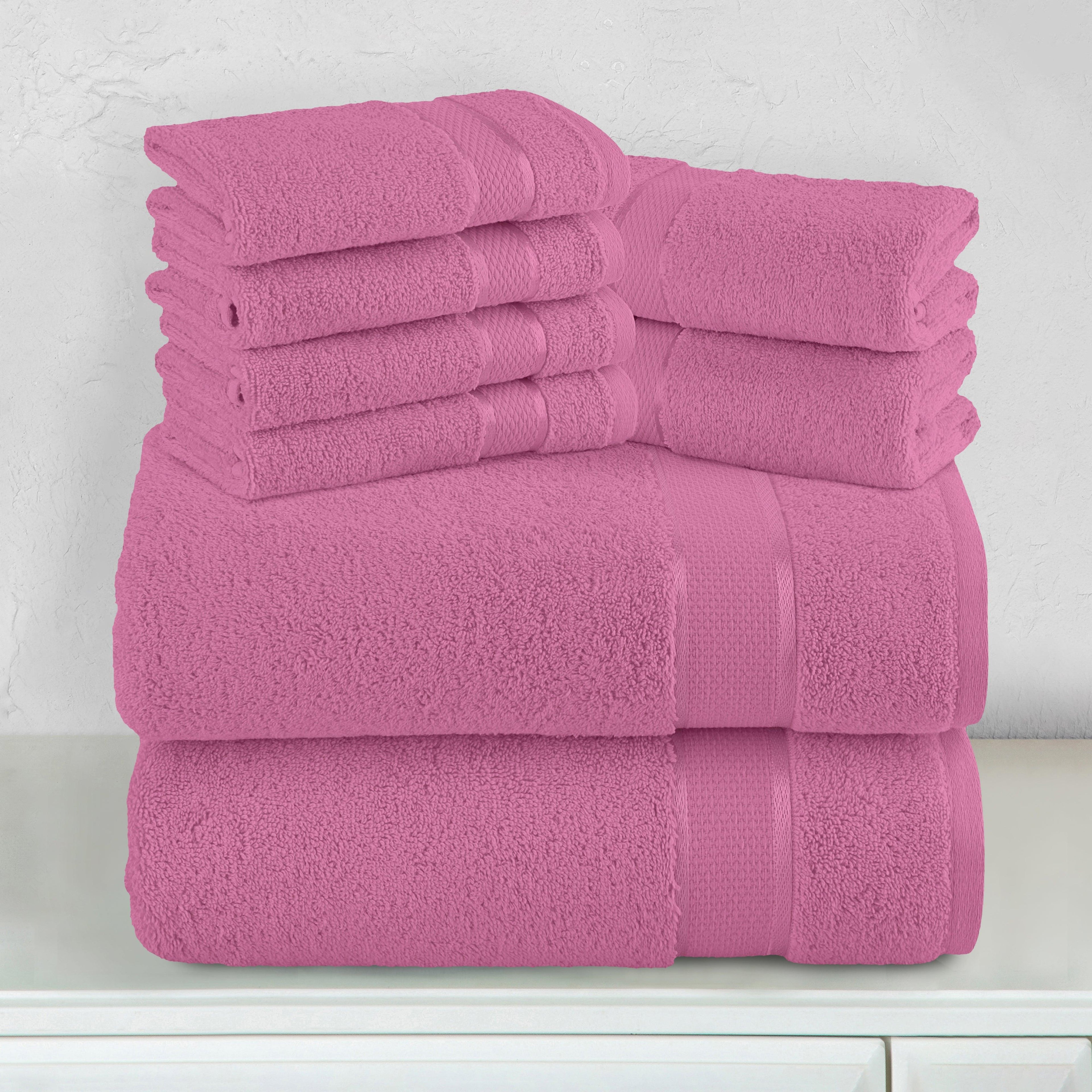 8-Piece Turkish Cotton Towel Set, 4 Washcloths, 2 Hand Towels and 2 Bath Towels