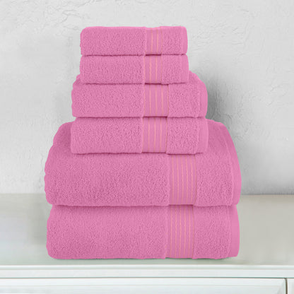 Elegant Comfort 6-Piece Turkish Cotton Towel Set, 2 Washcloths, 2 Hand Towels and 2 Bath Towels