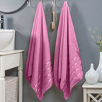 2-Pack Premium Turkish Cotton 4 Lines Stripe Bath Towel Set, 27 x 54 inch