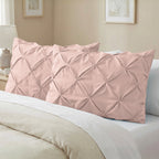 Set of 2 Pinch Pleated Pintuck Pillow Shams - Luxury and Silky Soft