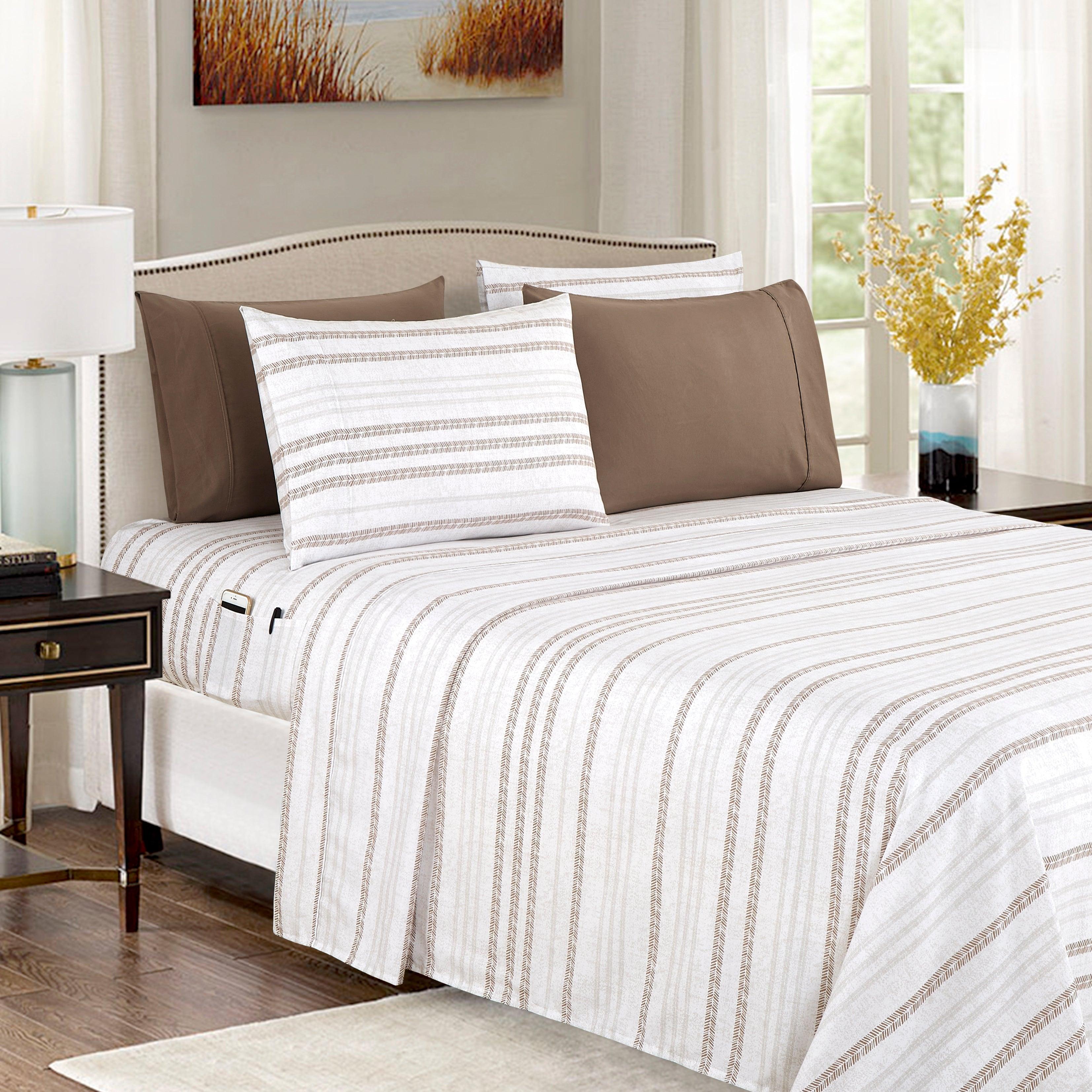 6-Piece Floral and Stripe Pattern Sheet Set - Soft as a Hotel Premium Quality Bedding