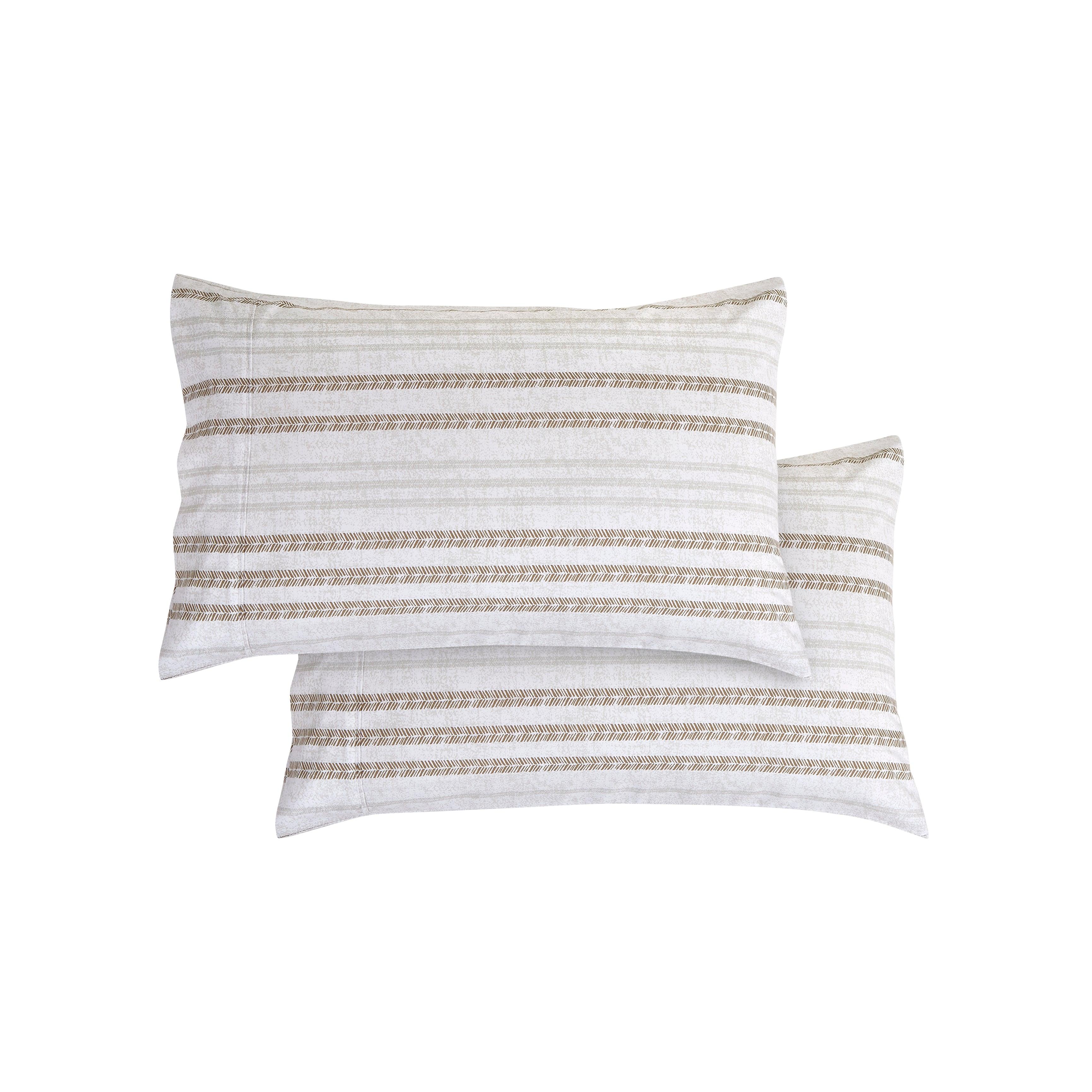 Set of 2 Floral and Stripe Pattern Pillowcases
