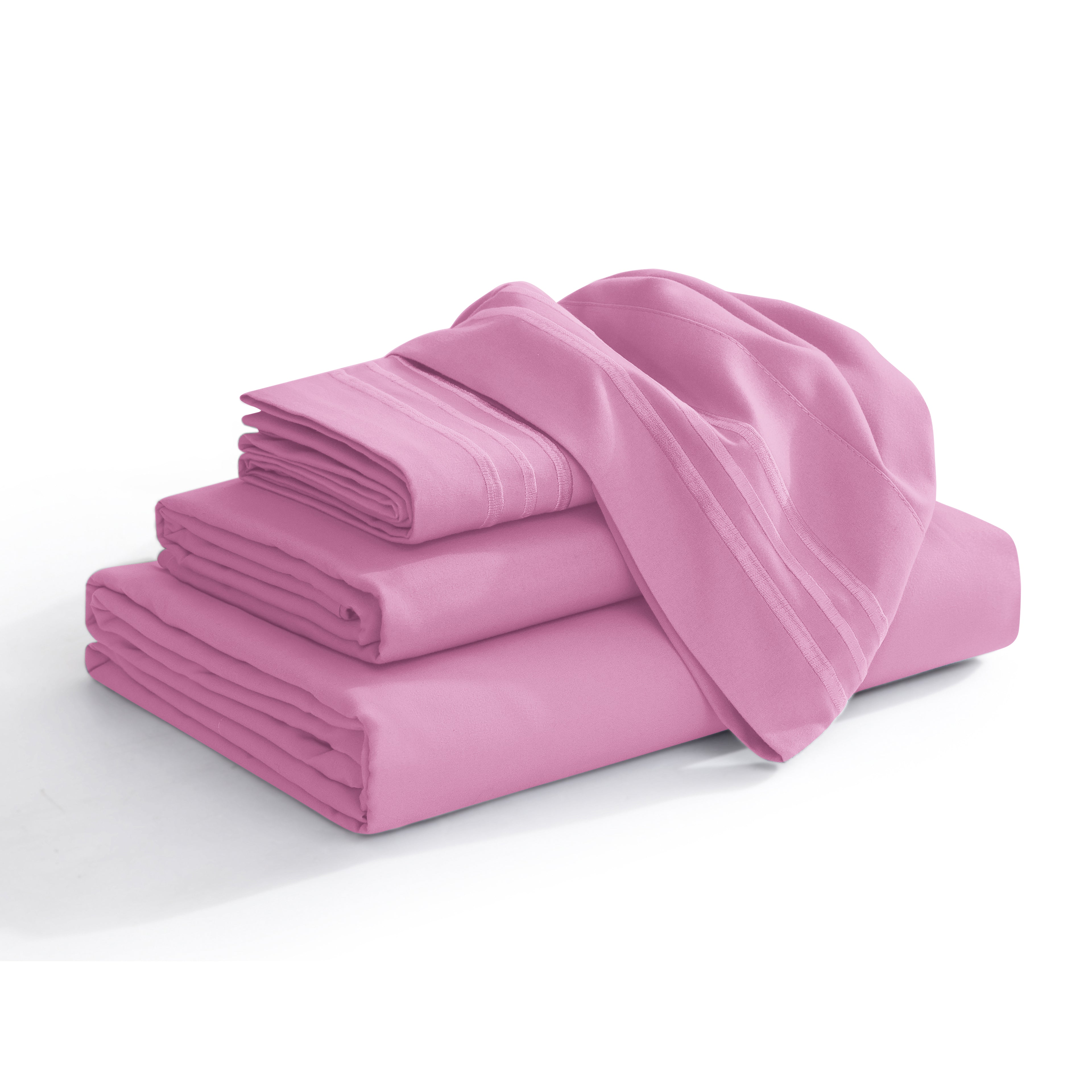 Extra deep 18-24 Inch Pocket 3 Line Embroidery, 4-Piece Sheet Set, Bright Shades