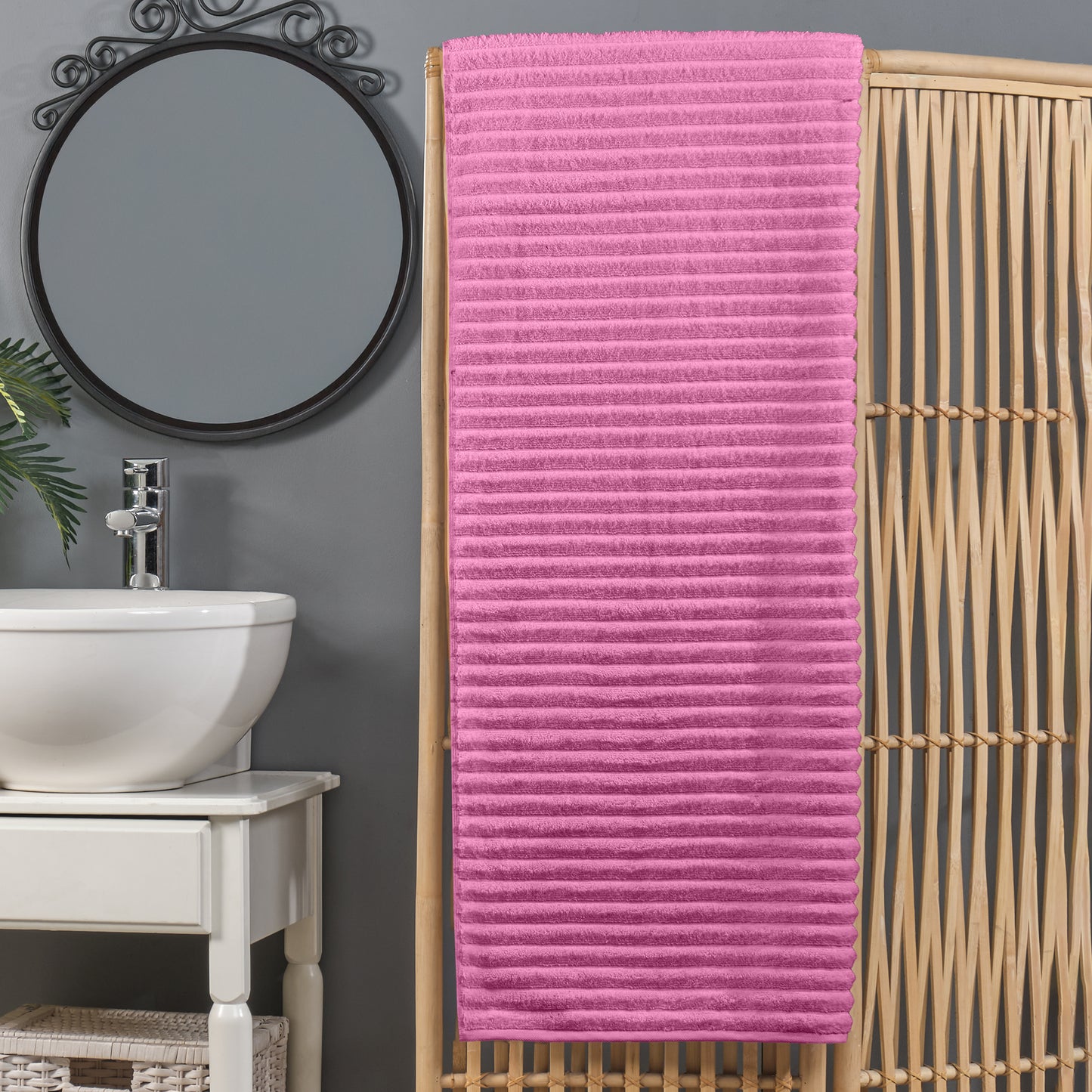 Elegant Comfort 1-Piece Premium Turkish Cotton Corduroy Stripe Oversized Bath Sheet Towel 40 x 80 Inch