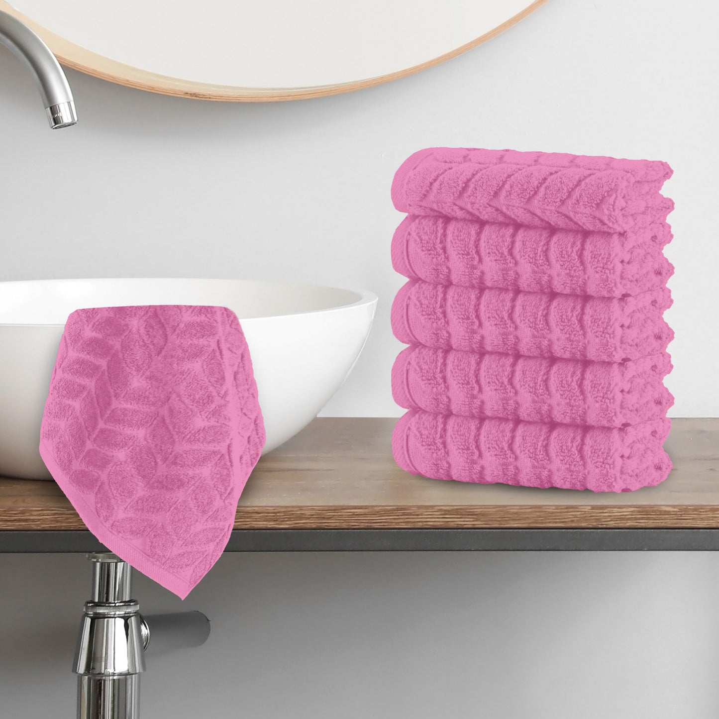 Elegant Comfort 6-Pack Premium Turkish Cotton Braided Washcloths Set, 13 x 13 inch