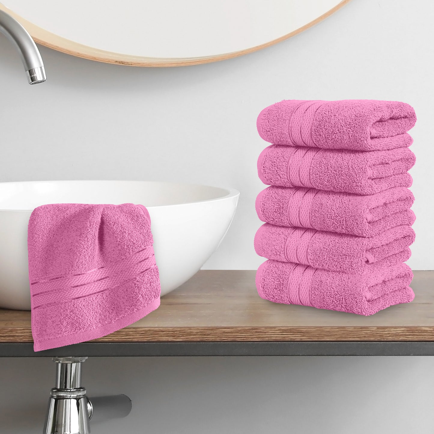 Elegant Comfort 6-Pack Premium Turkish Cotton Three Line Popcorn Washcloths Set, 13 x 13 inch