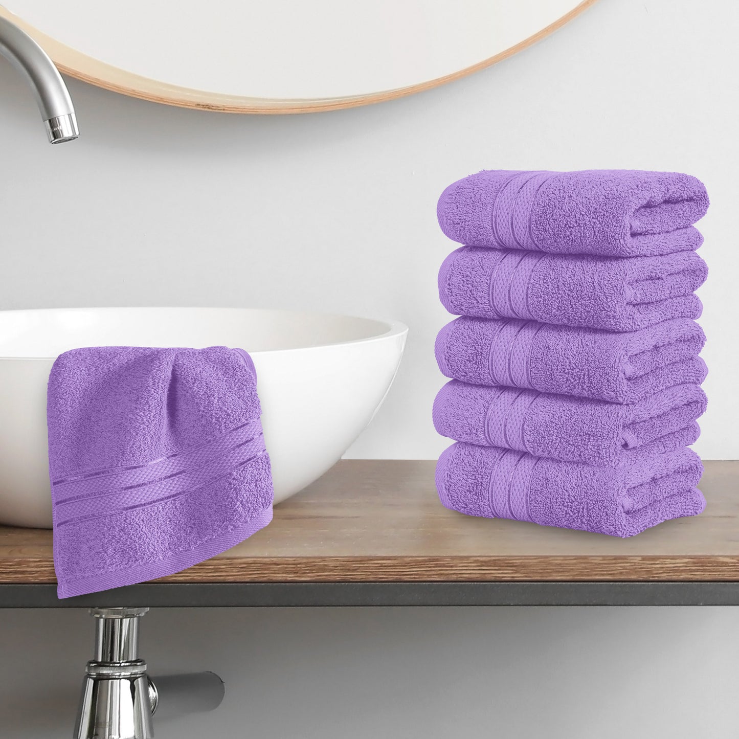 Elegant Comfort 6-Pack Premium Turkish Cotton Three Line Popcorn Washcloths Set, 13 x 13 inch