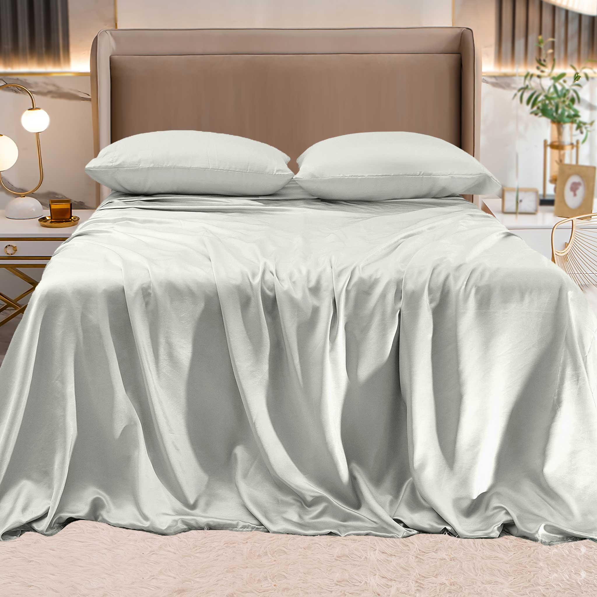 Fine 4-Piece Silky Satin Sheet Set, Bright Shades
