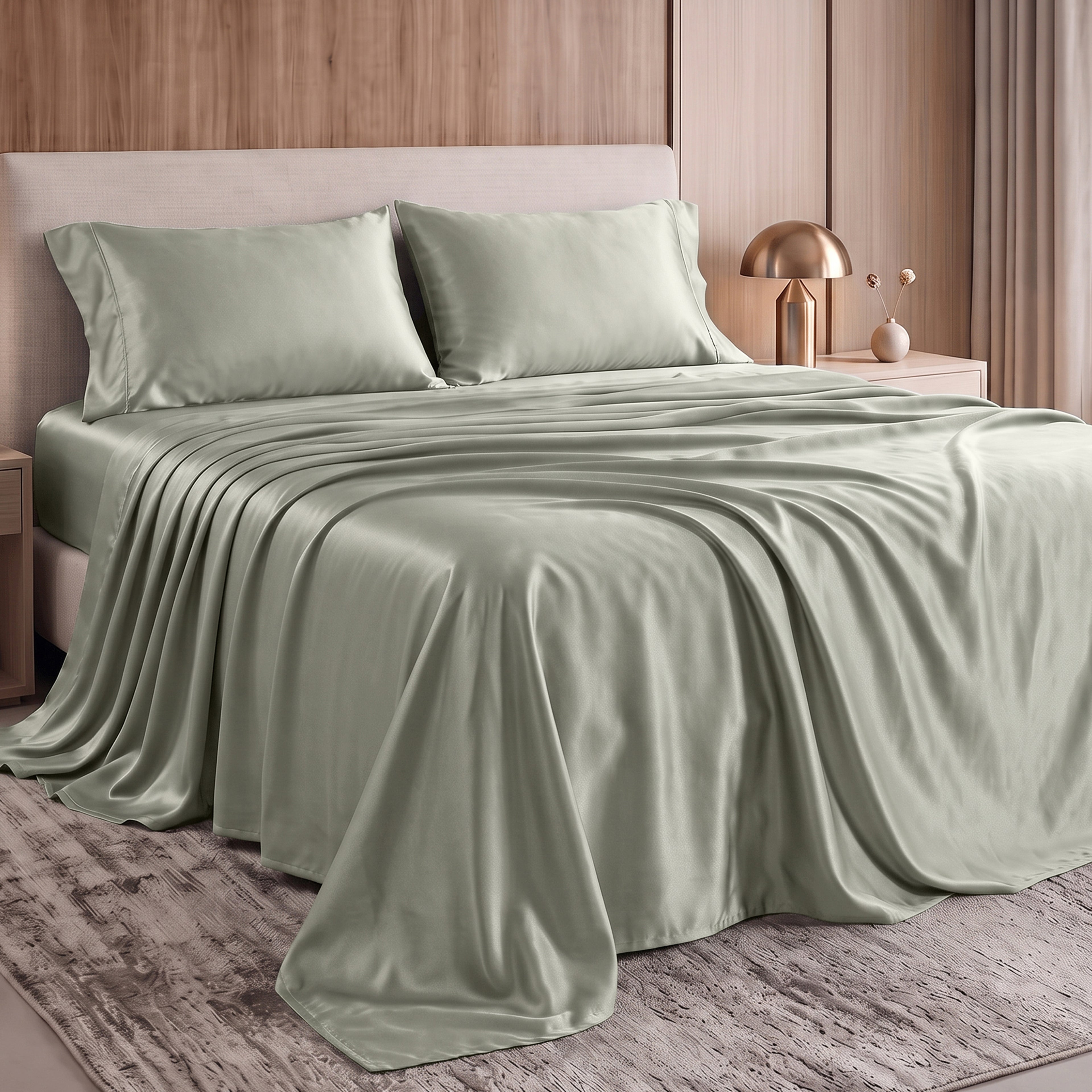 Fine 4-Piece Silky Satin Sheet Set, Bright Shades