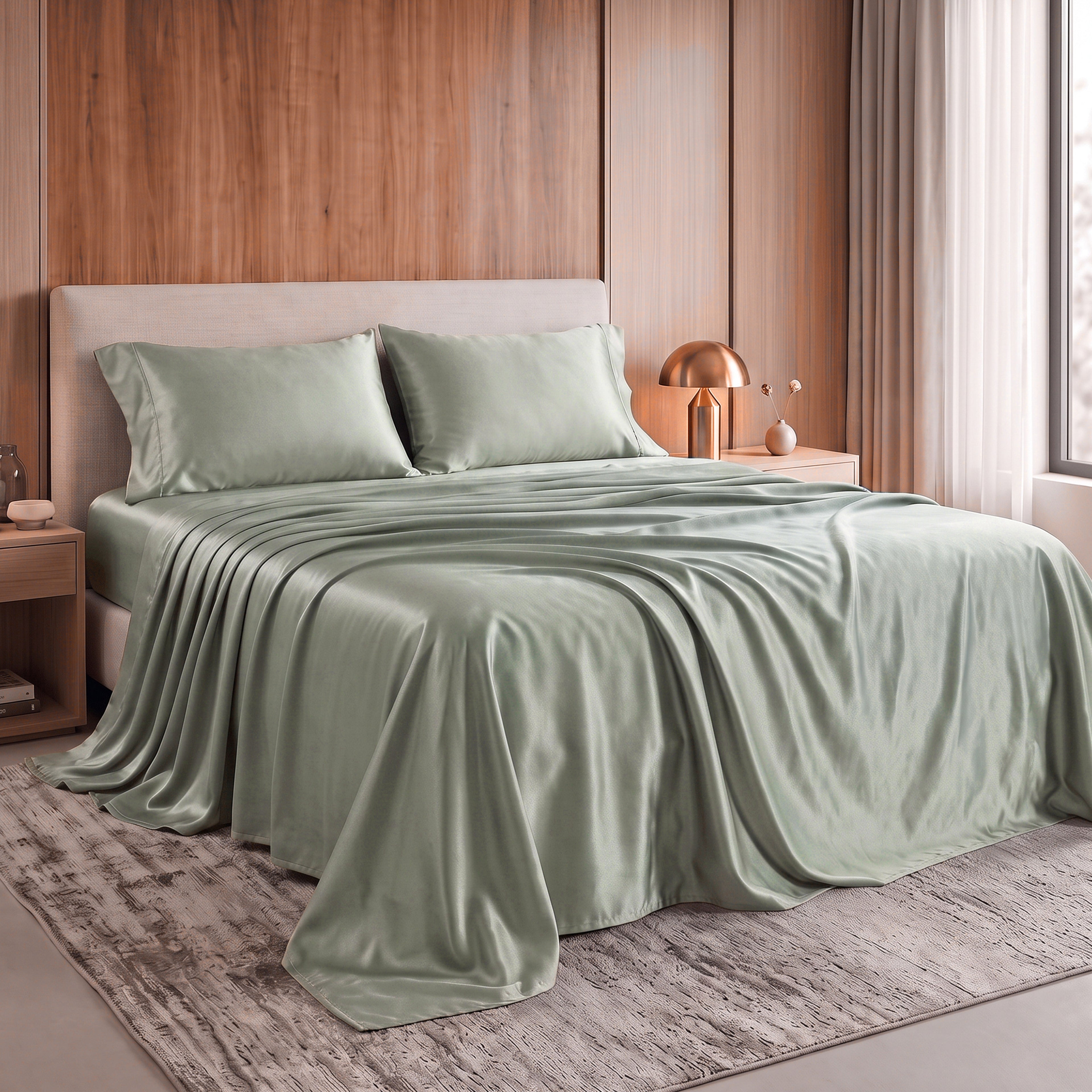 Fine 4-Piece Silky Satin Sheet Set, Bright Shades