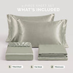 Fine 4-Piece Silky Satin Sheet Set, Bright Shades