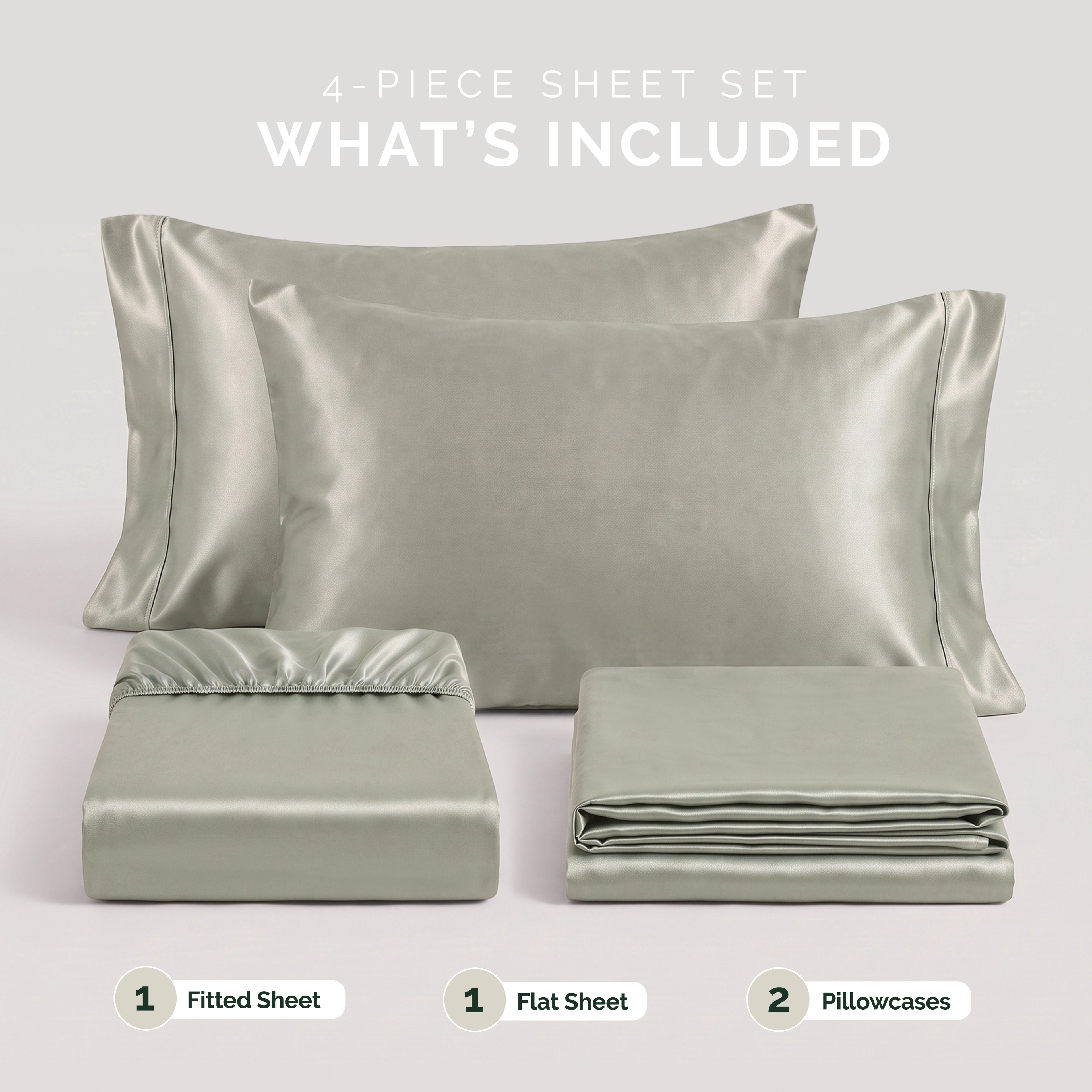 Fine 4-Piece Silky Satin Sheet Set, Bright Shades