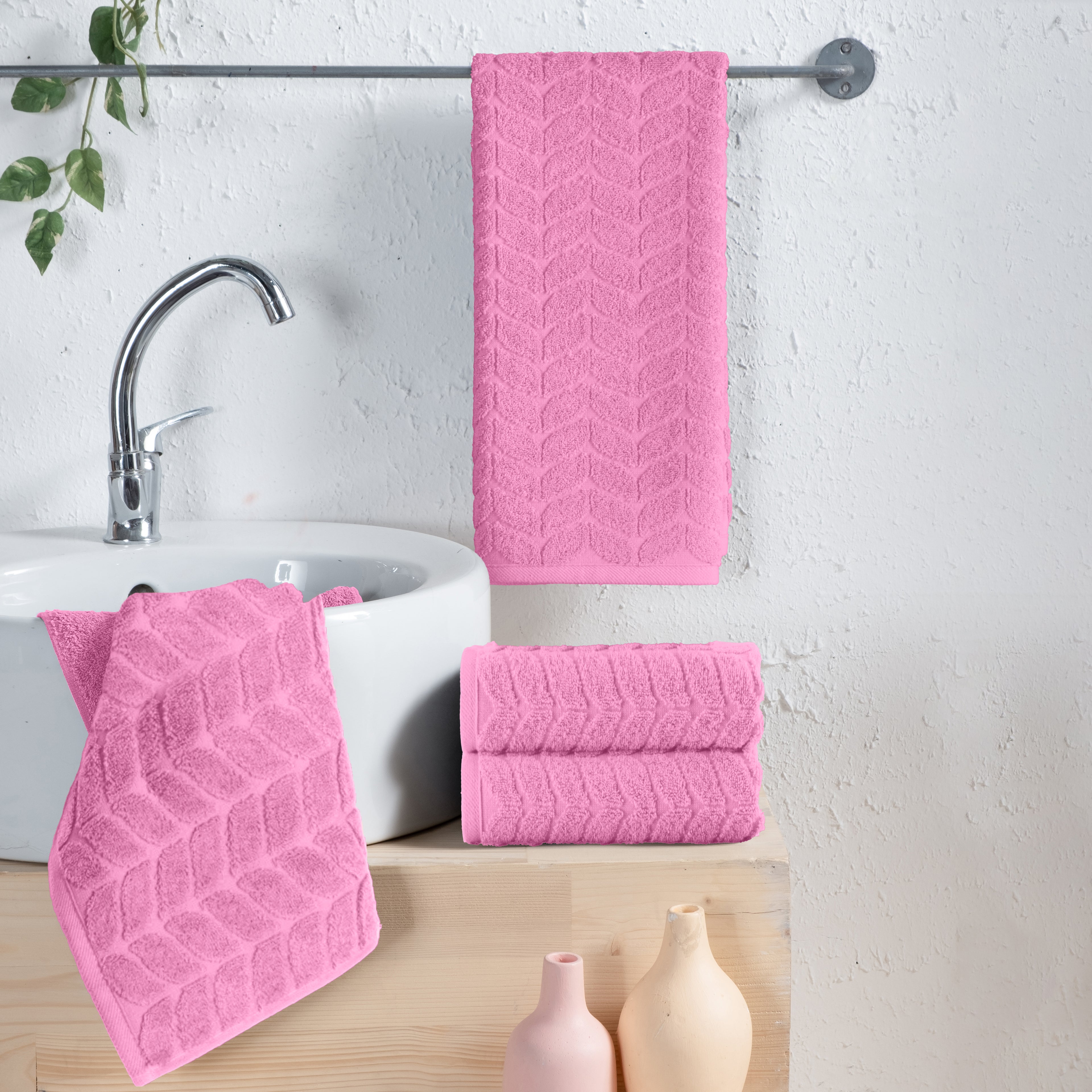 4-Pack Premium Turkish Cotton Braided Hand Towel Set, 16 x 28 inch