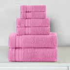 6-Piece Turkish Cotton Three Line Popcorn Towel Set, 2 Washcloths, 2 Hand Towels and 2 Bath Towels